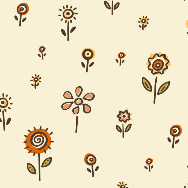Bio Stoff  -  Retro Sommerblumenwiese beige