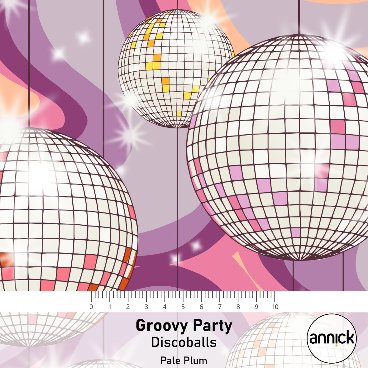 Bio Fabric - Groovy Party Discoballs Pale Plum 