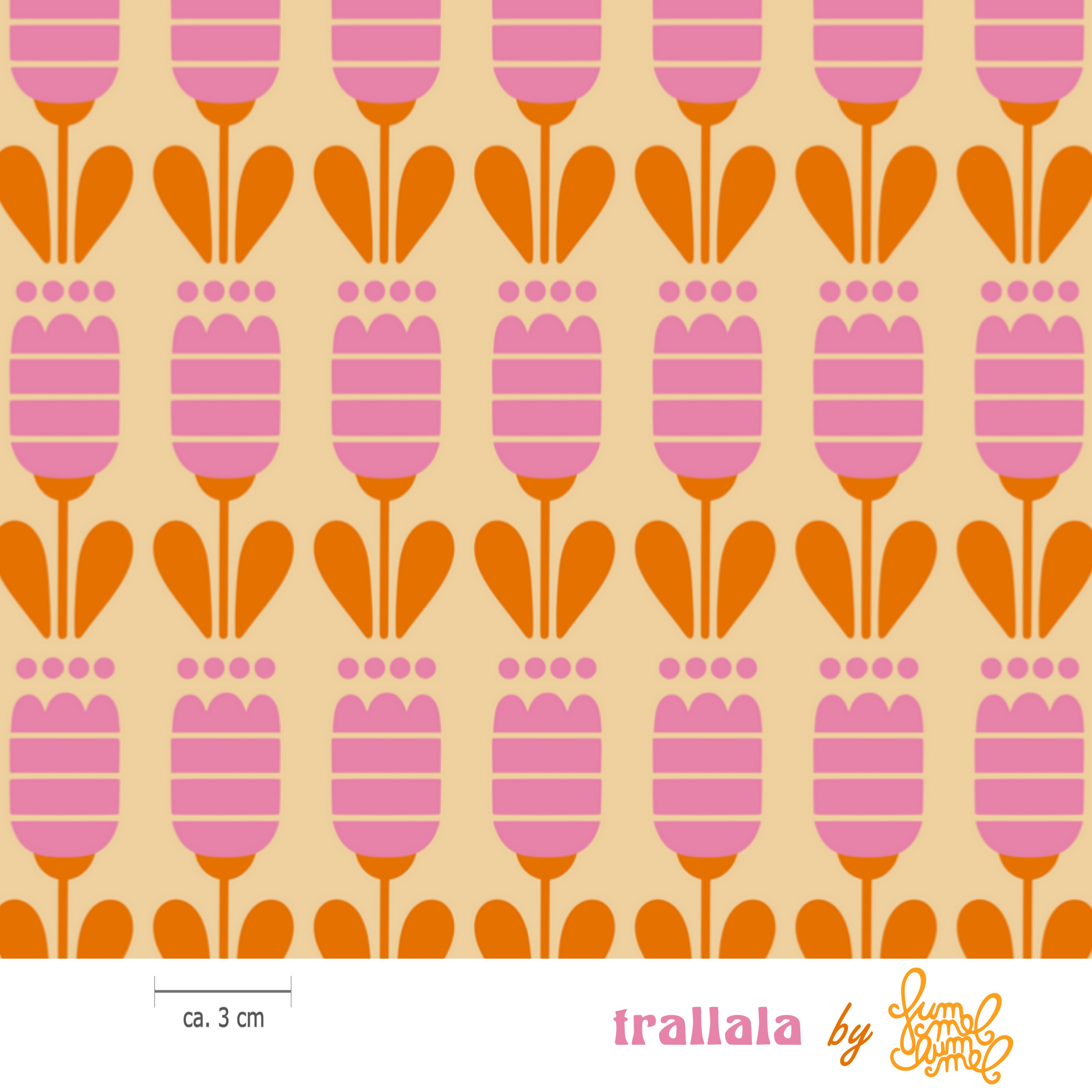 Bio Stoff  - Trallala Beige - Fummelhummel, bunt, Floral & Blumen