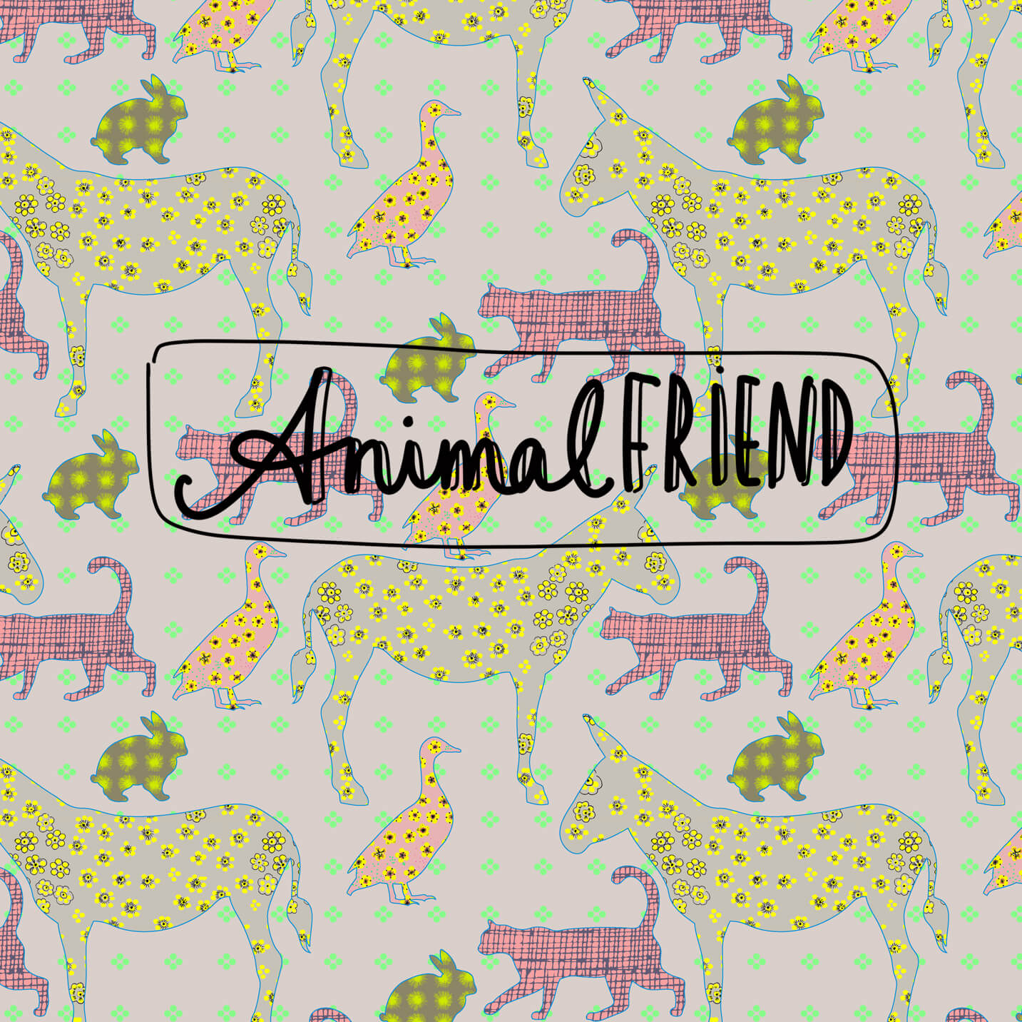 Scuba Stoff  -  Animalfriend  - MissPatty, Tiere, grau, bunt, Breite 150 cm