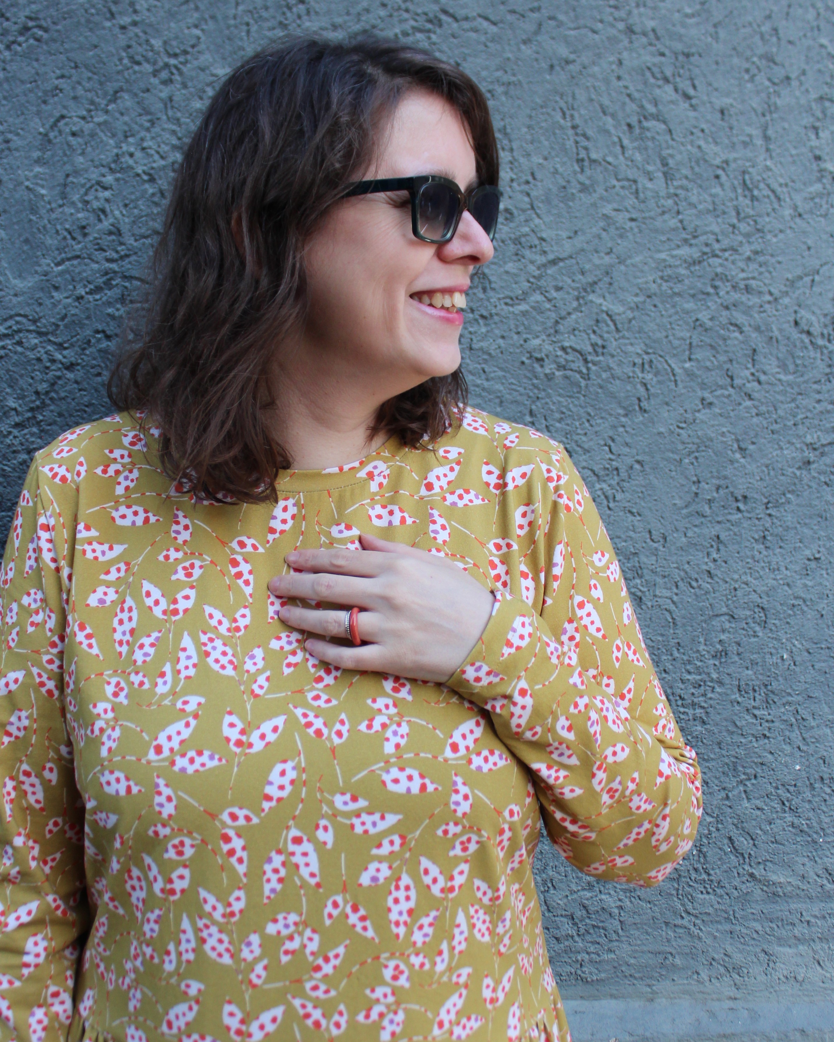 Organic fabric  -  Leopard Leaves mustard