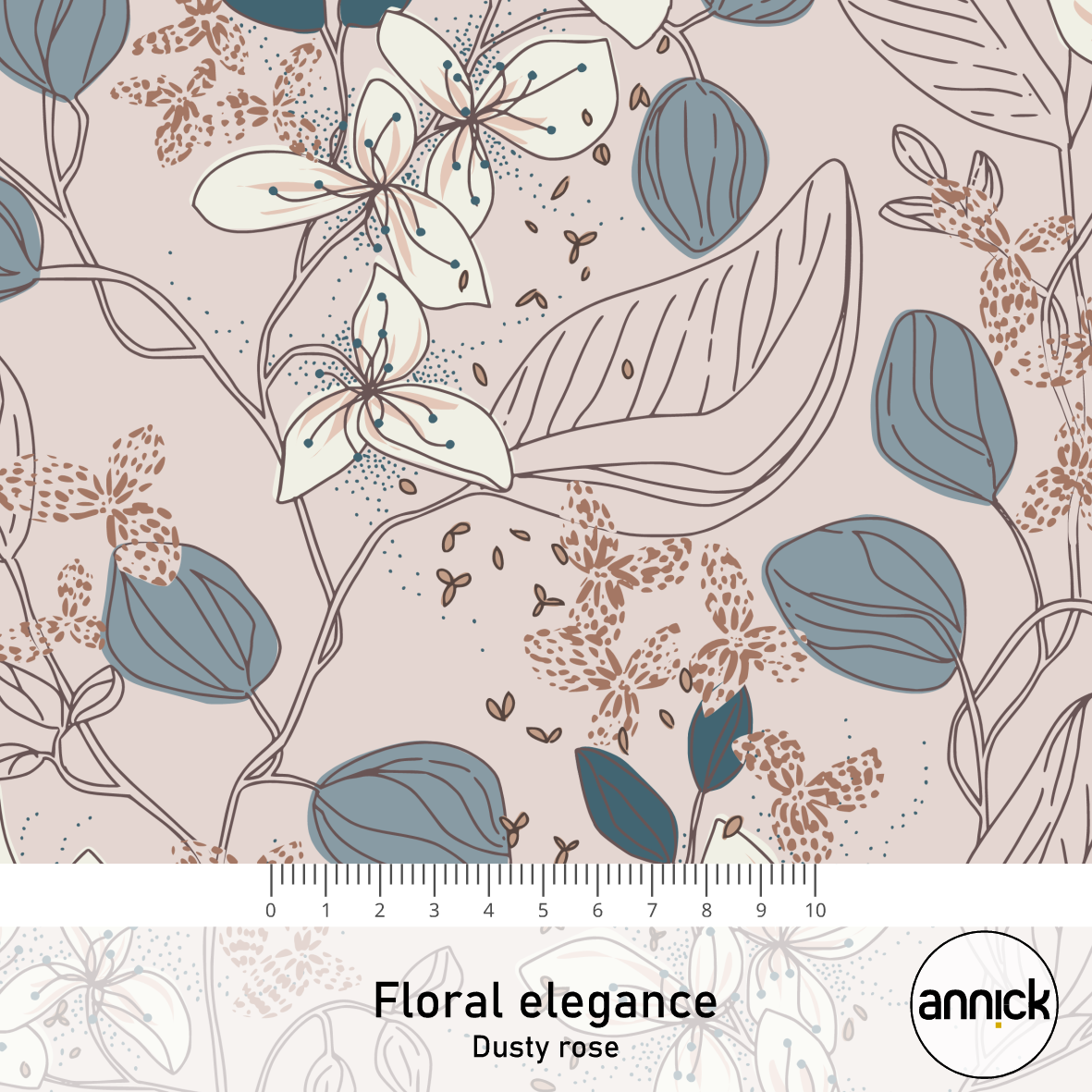 Bio Stoff - Floral Elegance Dusty Rose von Annick in rosa
