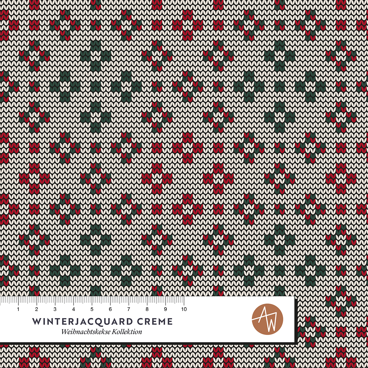 Bio Stoff  - Winterjacquard Creme - AlexandraWeise, Winter, creme