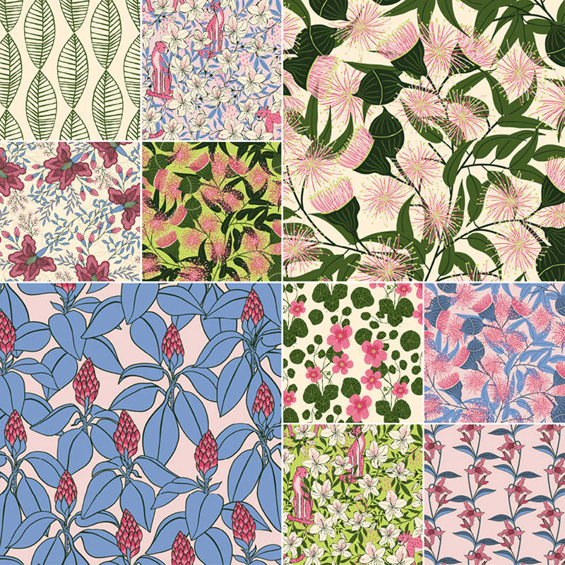 Bio-Stoff - Eukalyptusblumen rosa