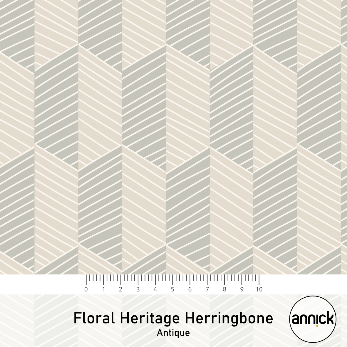 Bio Stoff - Floral Heritage Herringbone Antique von Annick in beige Bio Stoff - Floral Heritage Herringbone Antique von Annick in beige