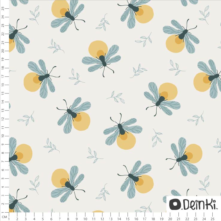 Bio Fabric - Glowing Worms White Green by Deinki in white