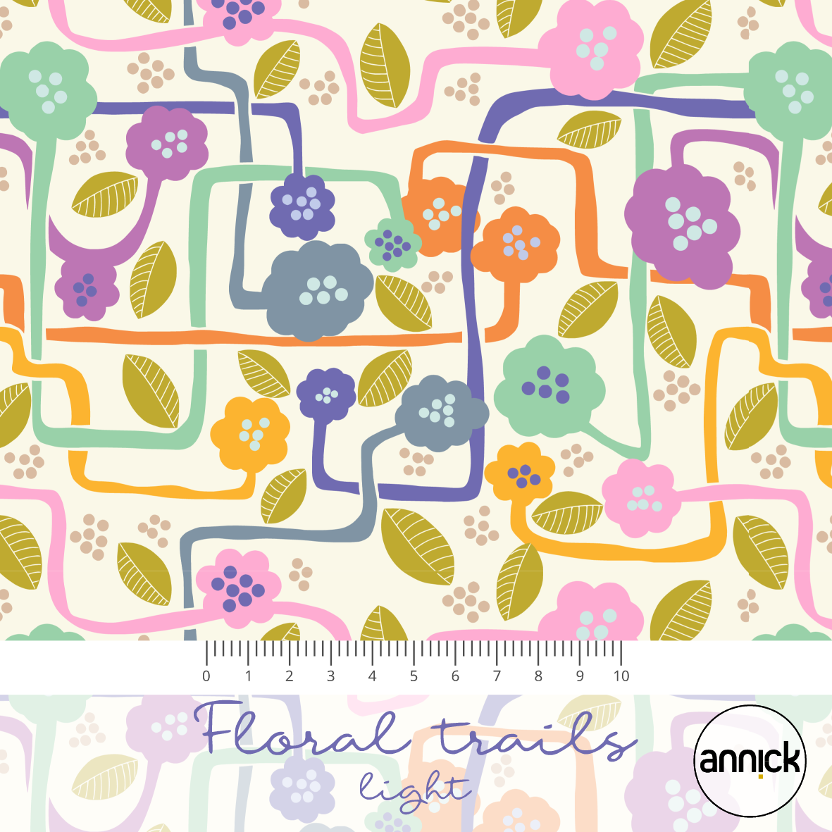 Bio Webware Stoff - Floral Trails Light - Annick, bunt, Abstrakt, 100% Bio-Baumwolle Bio Webware Stoff - Floral Trails Light - Annick, bunt, Abstrakt, 100% Bio-Baumwolle