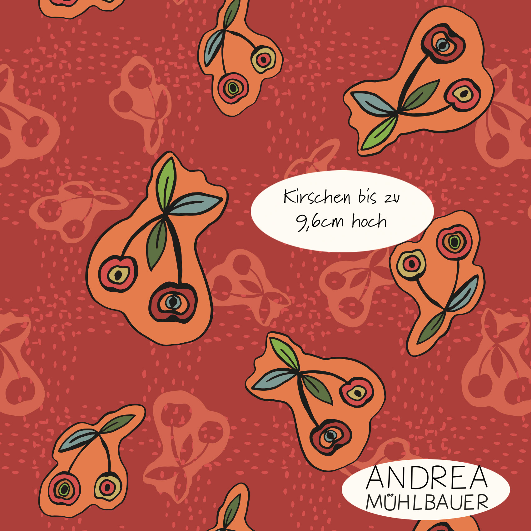 Bio Fabric - Cherry Harvest Red by Andrea Muehlbauer in red