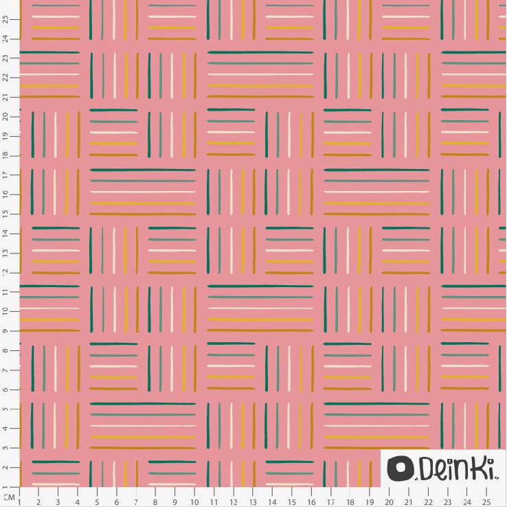Bio Stoff  - Bunte Striche Rosa  - Deinki, rosa, Tiere