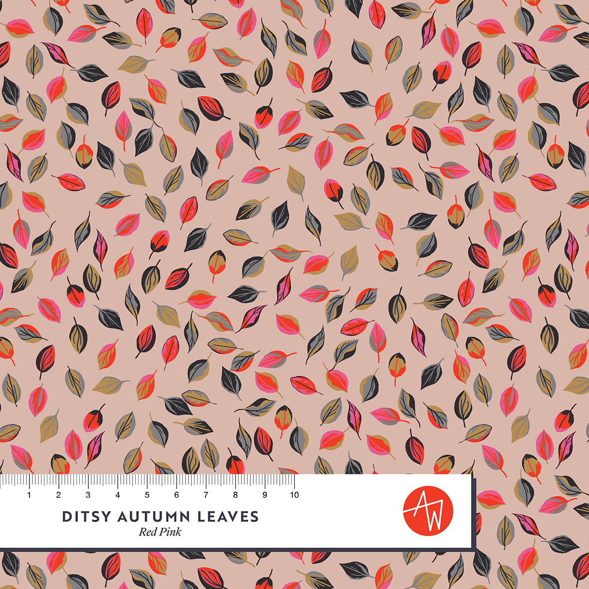 Bio Webware Stoff - Ditsy Autumn Leaves Red - AlexandraWeise, Kariert, rosa, Herbst, 100% Bio-Baumwolle Bio Webware Stoff - Ditsy Autumn Leaves Red - AlexandraWeise, Kariert, rosa, Herbst, 100% Bio-Baumwolle