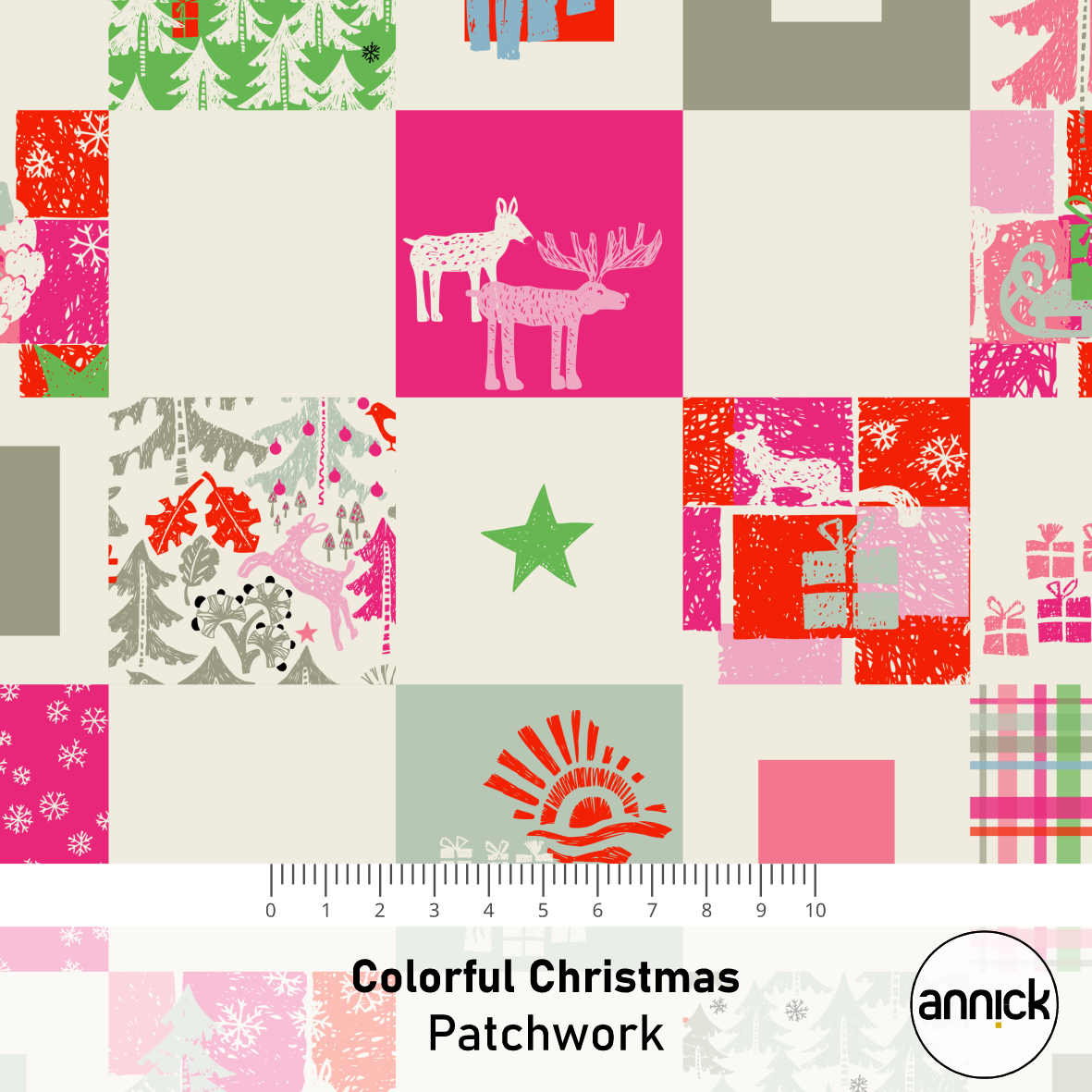 Bio Stoff - Colorful Christmas Patchwork von Annick