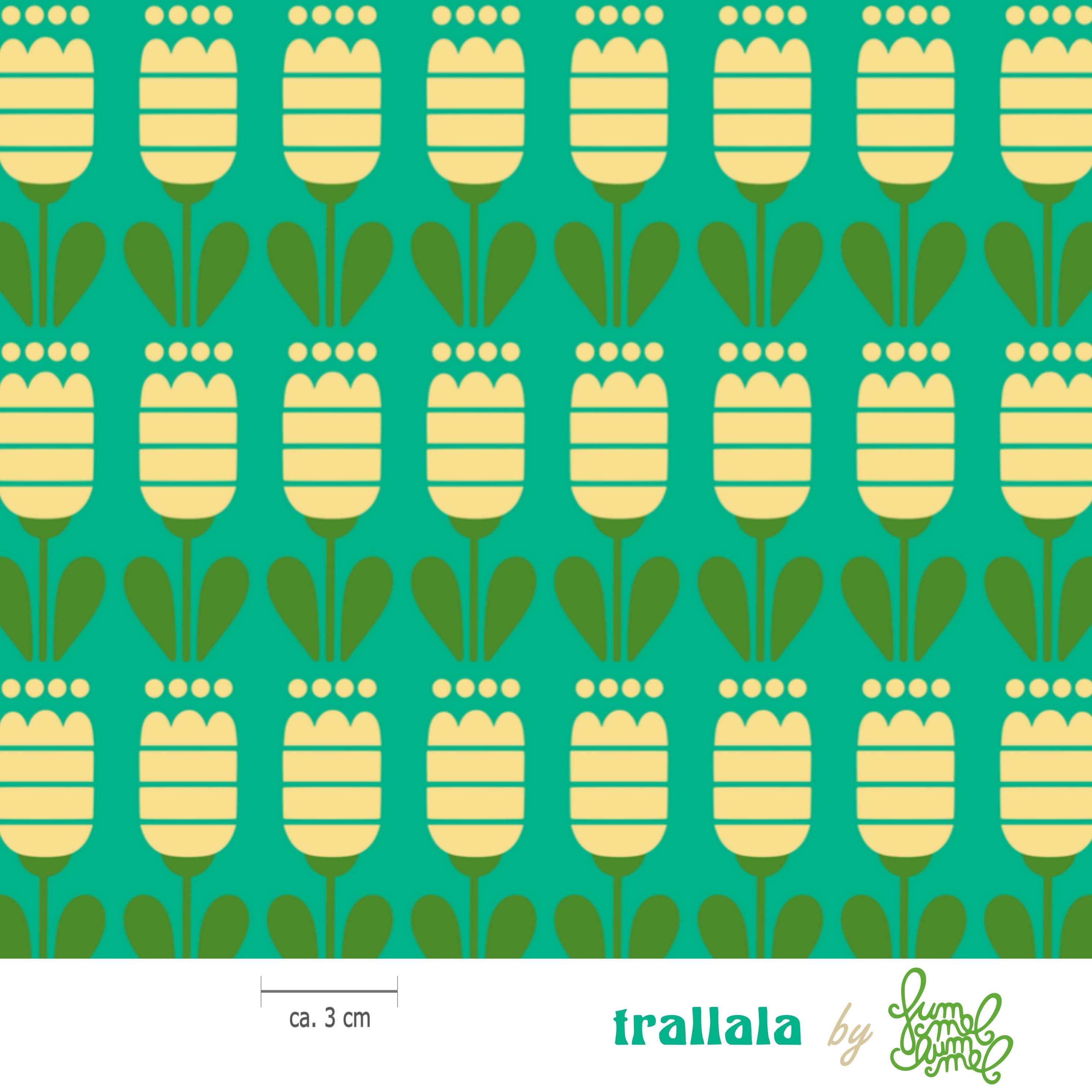 Bio Stoff  - Trallala Mint - Fummelhummel, bunt, Floral & Blumen