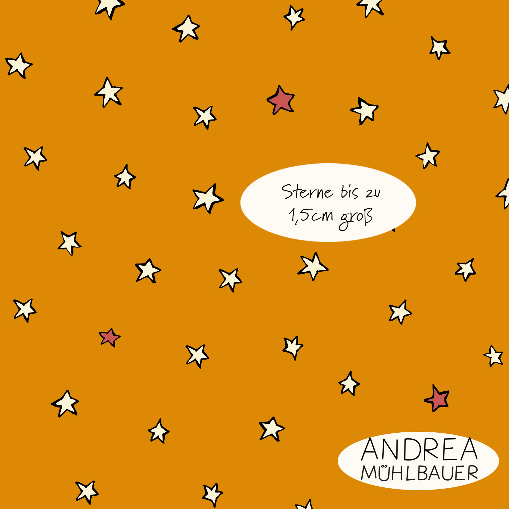Bio Webware Stoff - Sternennacht Orange - AndreaMuehlbauer, Sterne, orange, 100% Bio-Baumwolle Bio Webware Stoff - Sternennacht Orange - AndreaMuehlbauer, Sterne, orange, 100% Bio-Baumwolle