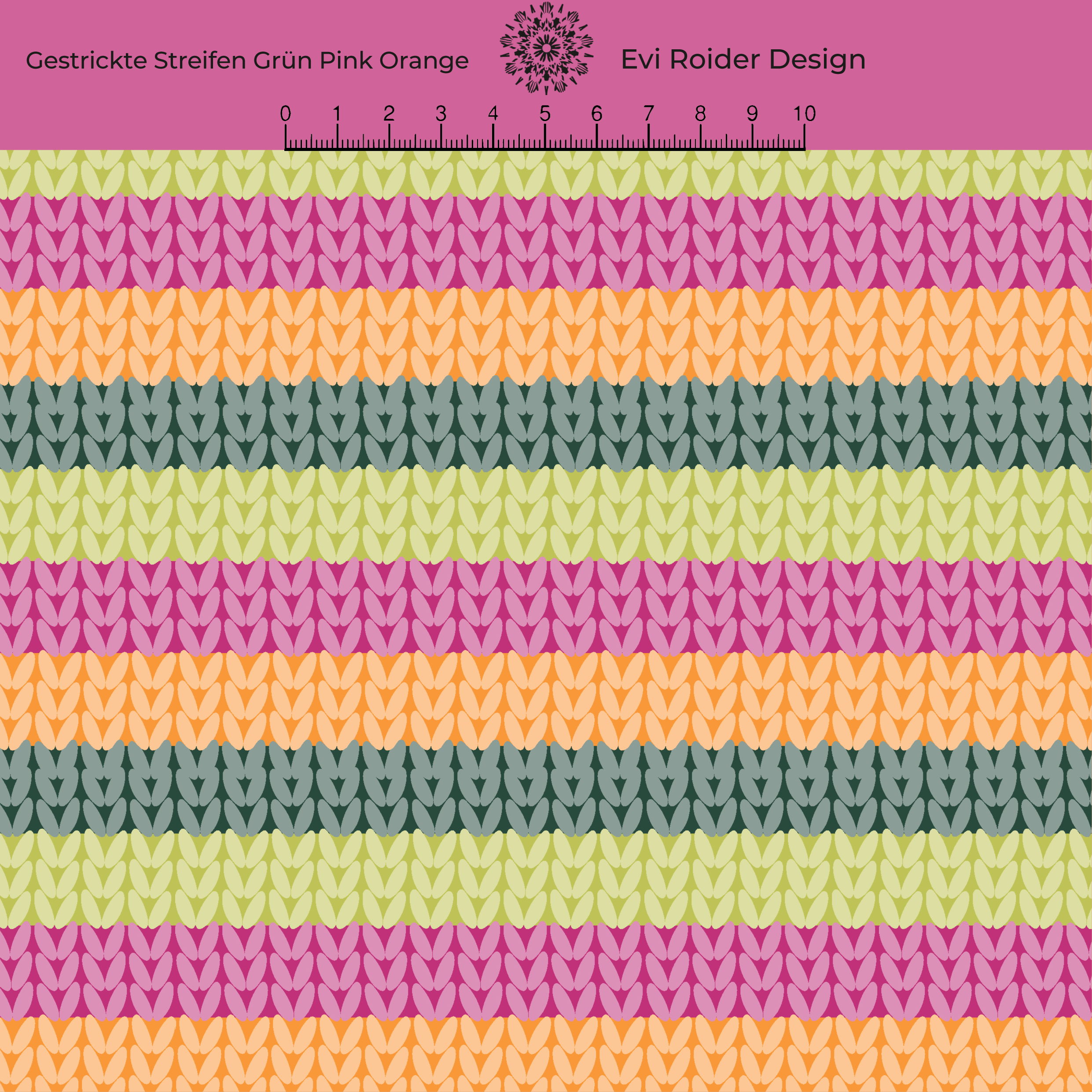 Organic Fabric - Knitted Stripes Green multicolor