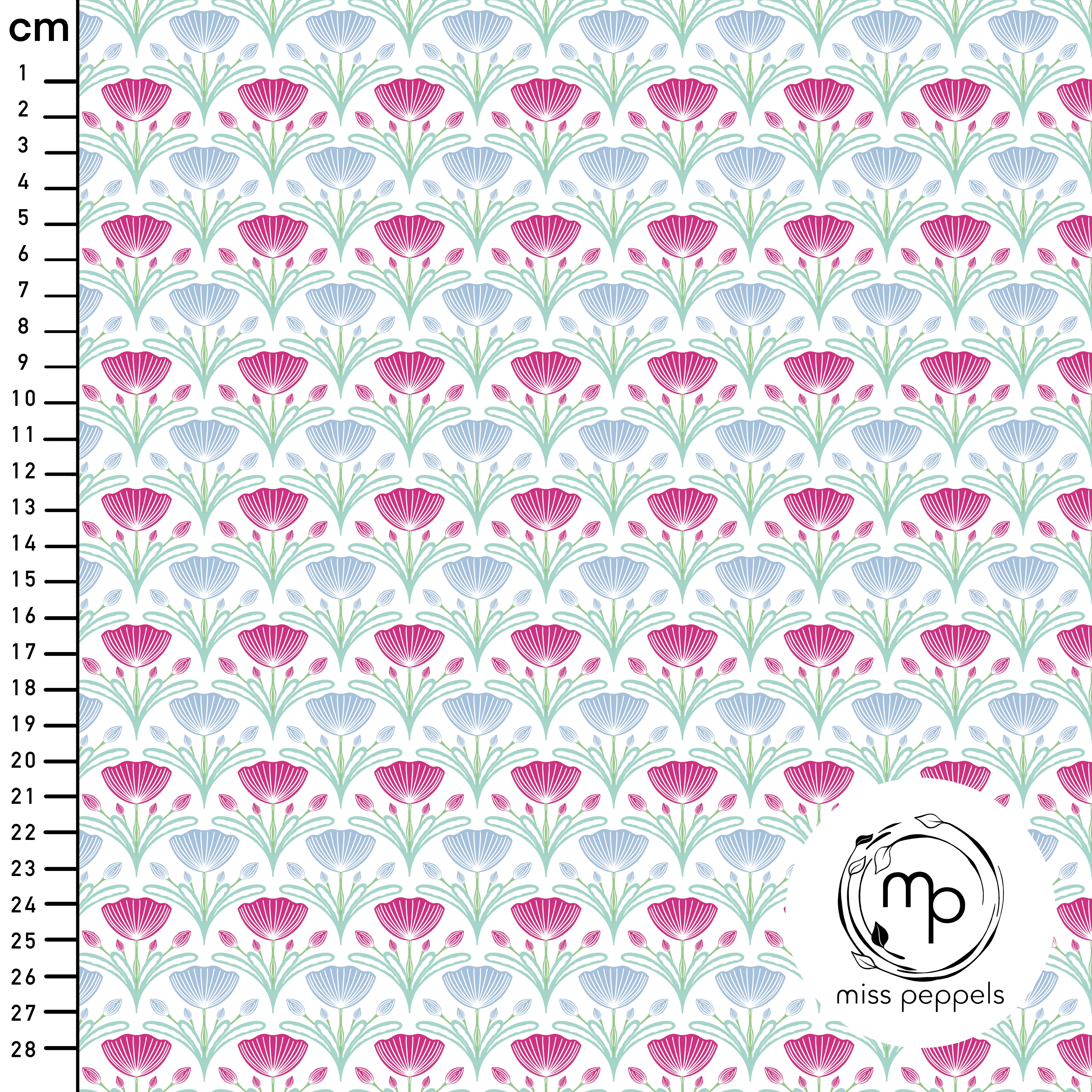 Bio Stoff  - Tulpen A - misspeppels, weiß, Floral & Blumen