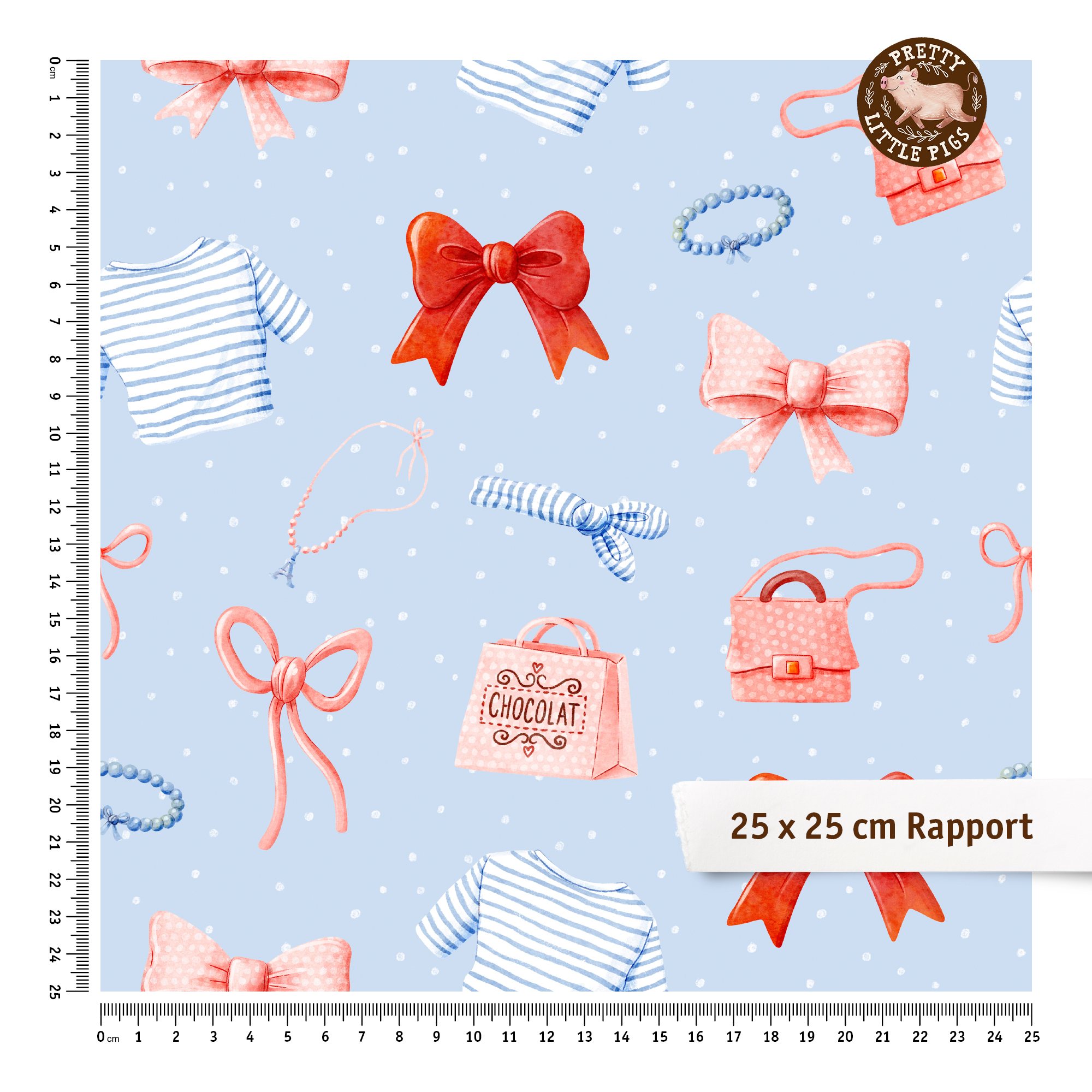 Scuba Stoff  - Süße Abenteuer Shoppingtour hellblau