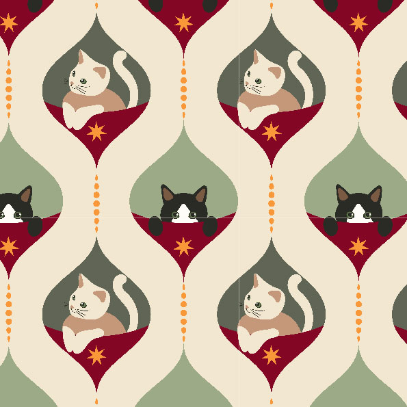 Bio Webware Stoff  -  Christmas Cats Creme - EviRoider, Weihnachten, Tiere, creme, 100% Bio-Baumwolle