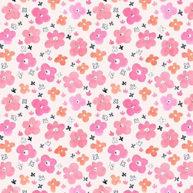 Organic fabric - Happy Flower Girl pink - Kristin Tessen
