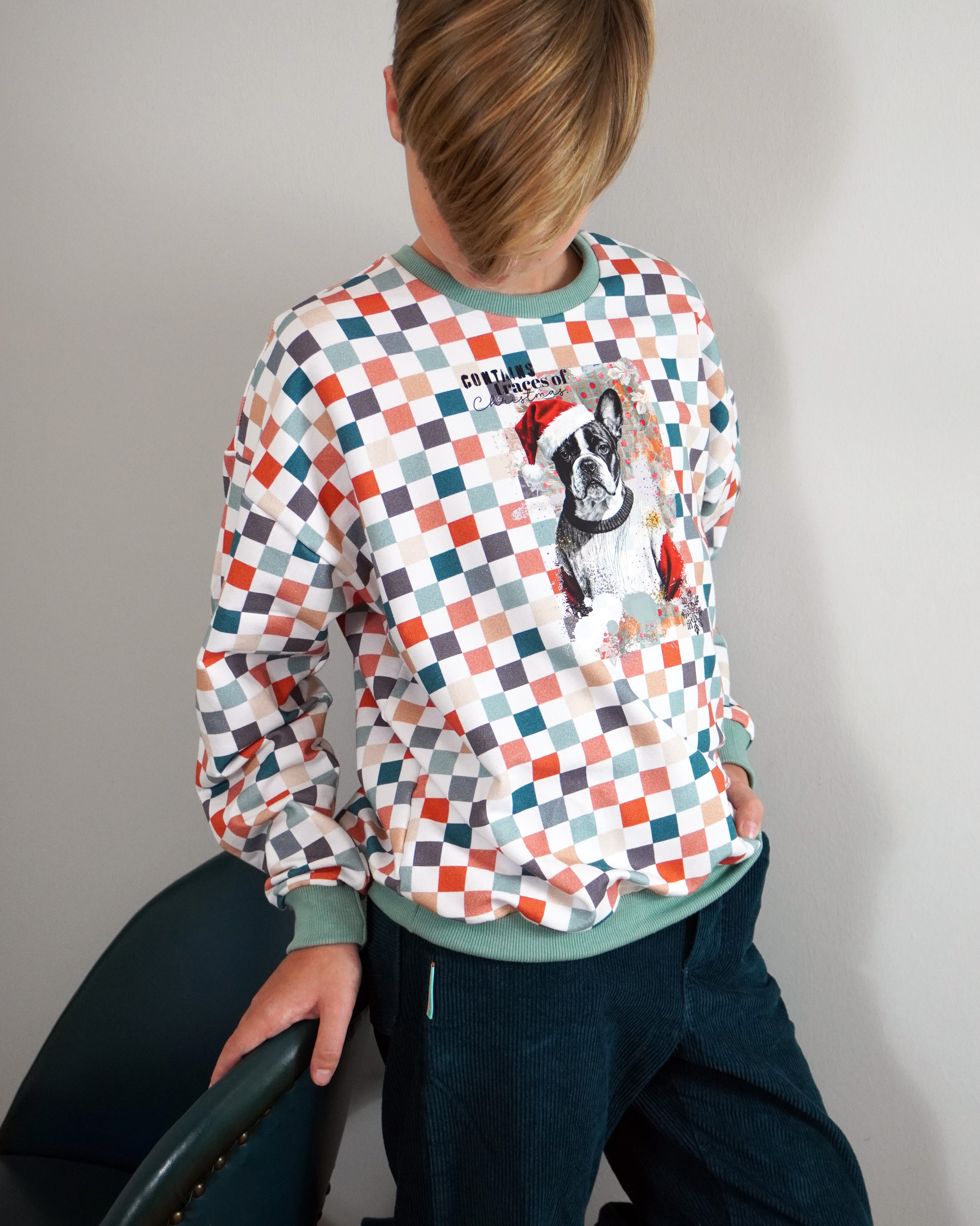 Bio Stoff - Retroscholle Karo mint, orange