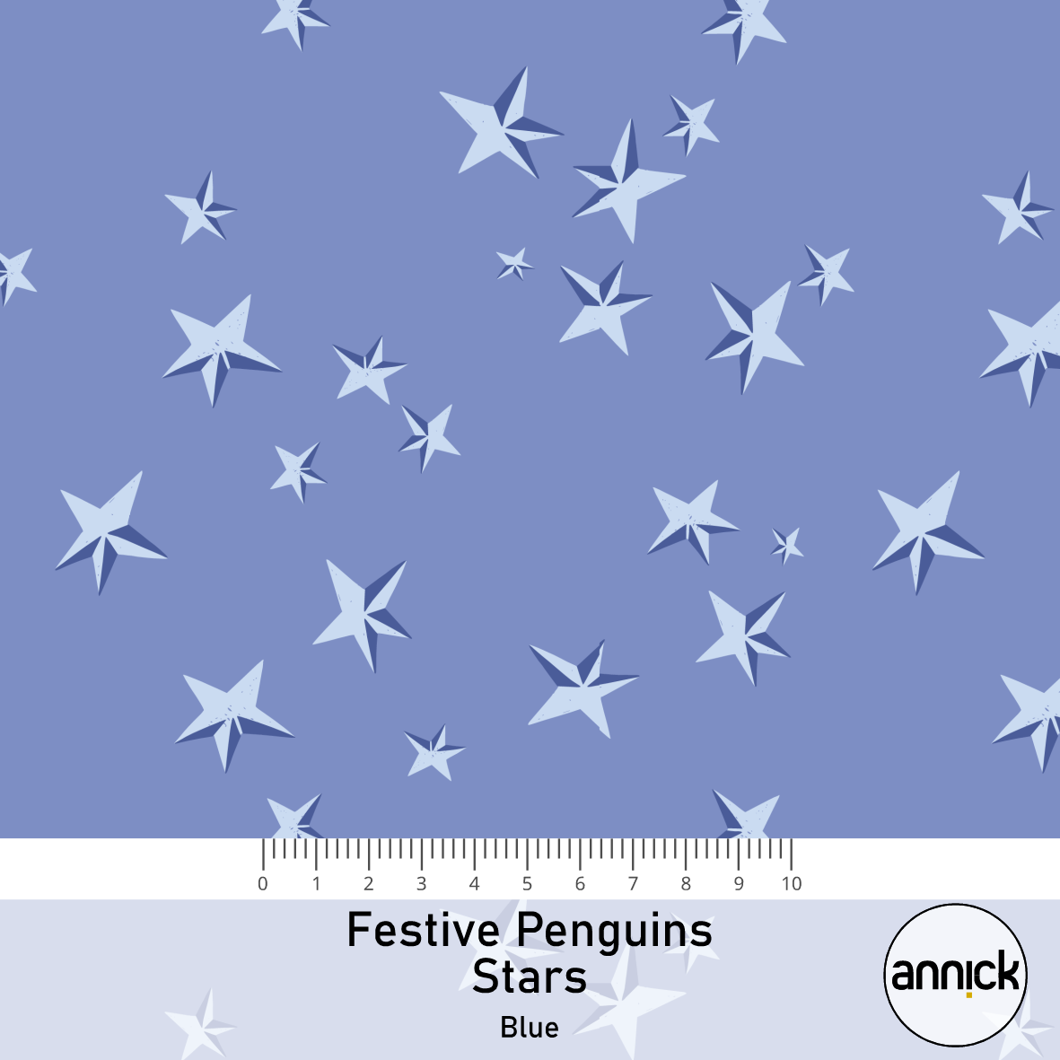 Bio Stoff - Festive Penguins Stars blue