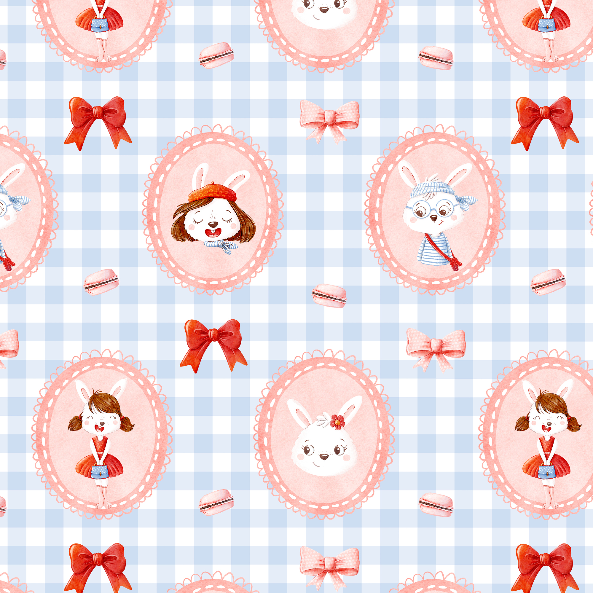 Organic Fabric  - Süße Abenteuer Vignette light blue