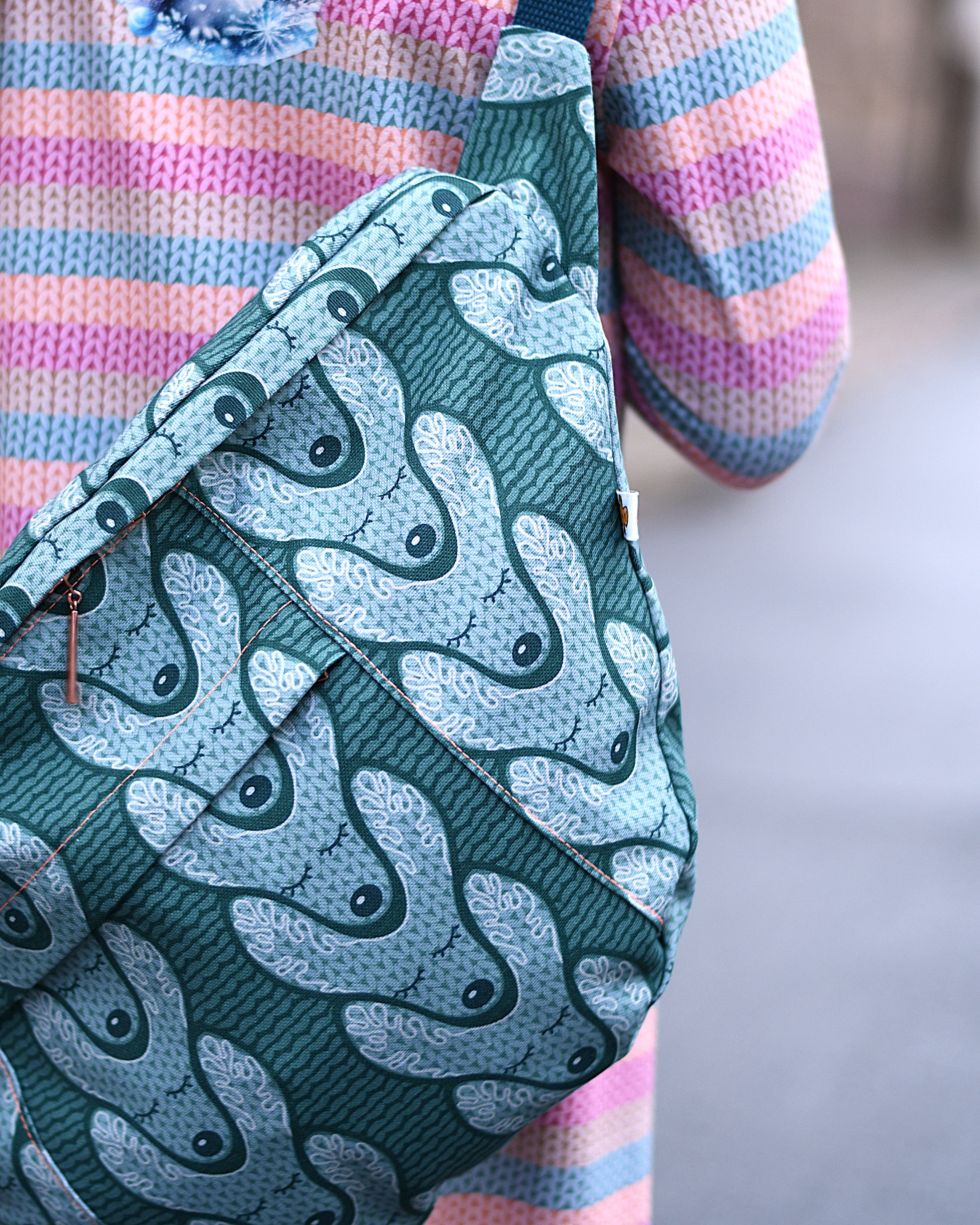 Organic Fabric - Cable Pattern Reindeer green