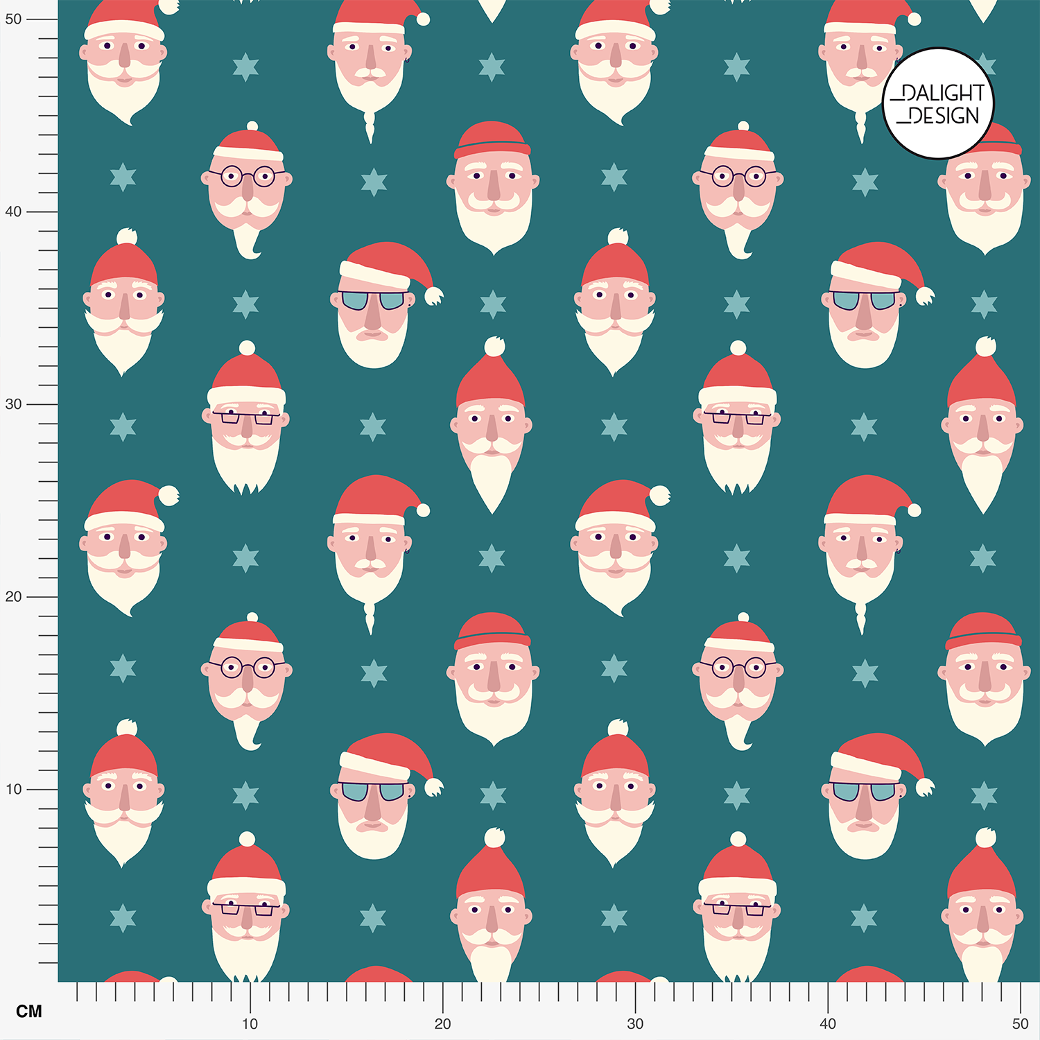 Bio Stoff  - Santa und Bart petrol - Dalight Design