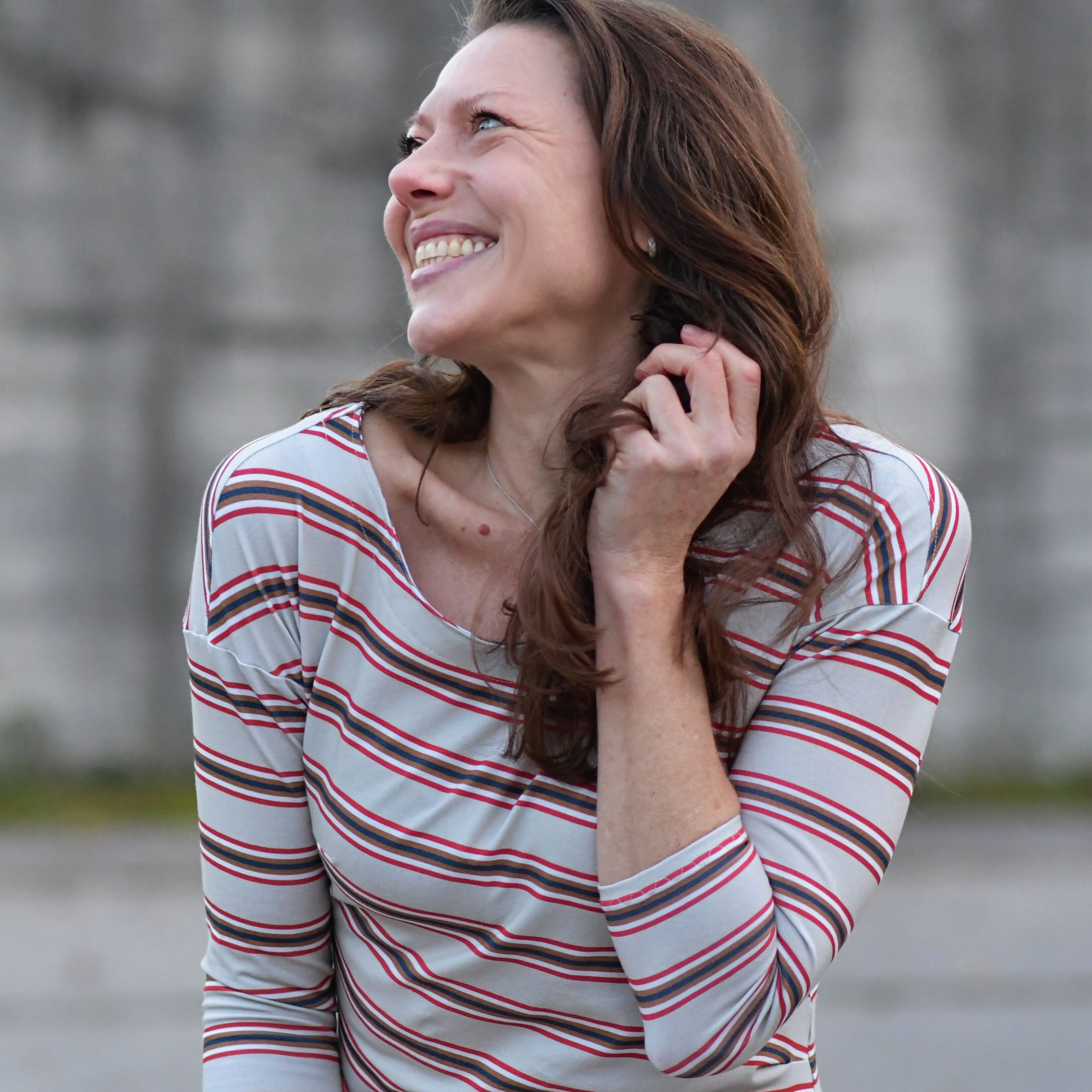 Organic Fabric - Woodland Stripe Beige by Alexandra Weise in beige