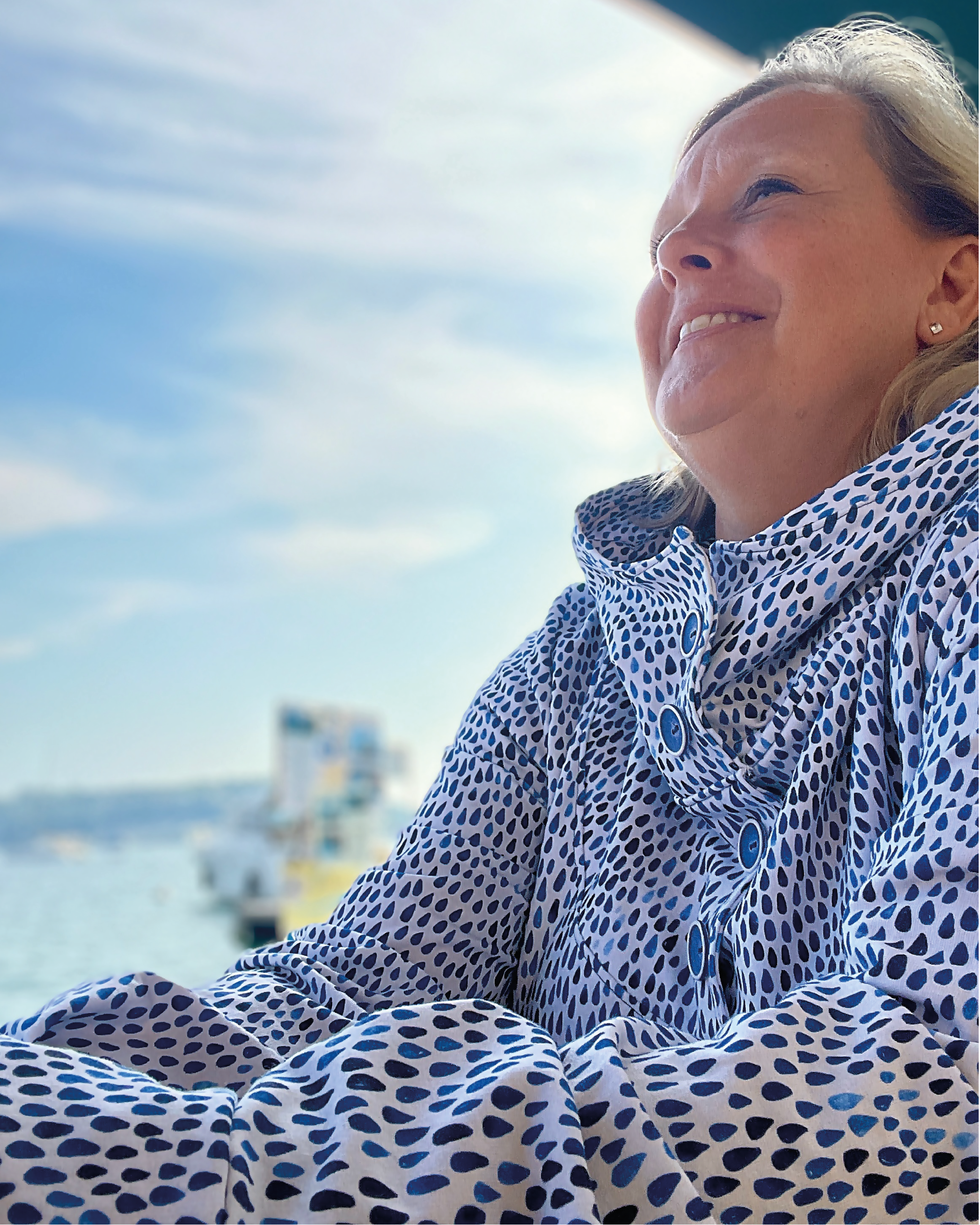 Organic Fabric - Rainy Day Blue by Alexandra Weise in blue