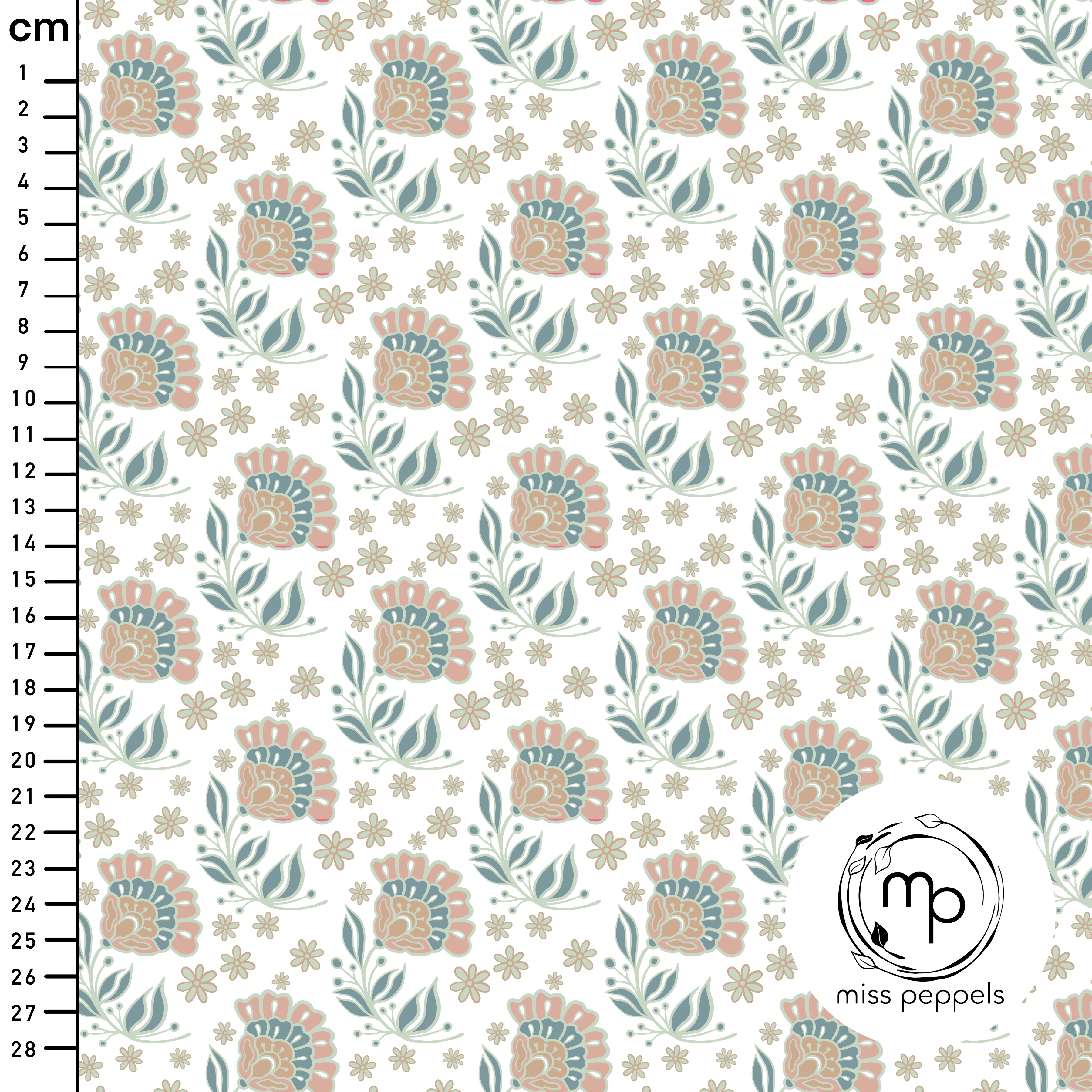 Bio Stoff  - Blumenwiese Grün - misspeppels, weiß, Floral & Blumen