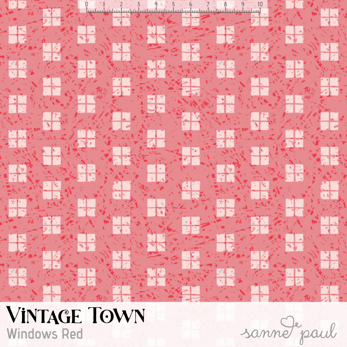 Bio Stoff  - Vintage Town Windows Red - SannePaul, rosa, Abstrakt 