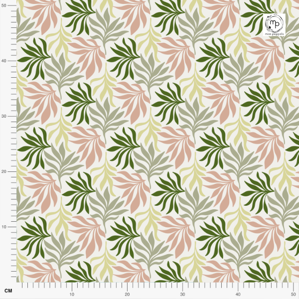 Bio Stoff  - Sanfte Tropenblätter bunt