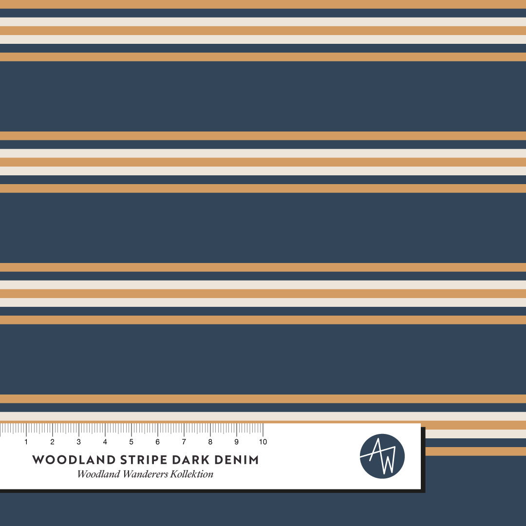 Bio Stoff - Woodland Stripe Dark Denim von Alexandra Weise in blau Bio Stoff - Woodland Stripe Dark Denim von Alexandra Weise in blau