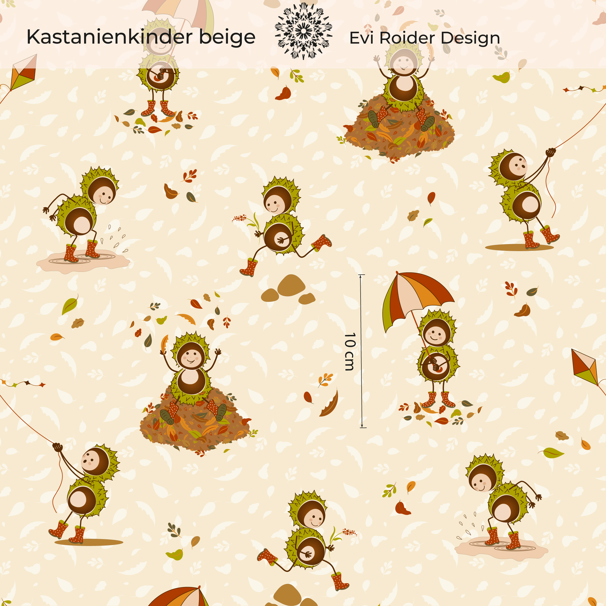 Organic Fabric - Chestnut Kids Beige by Evi Roider in beige