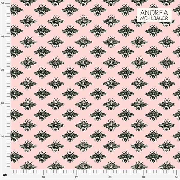 Bio Stoff  - Frühlingsbienen rosa