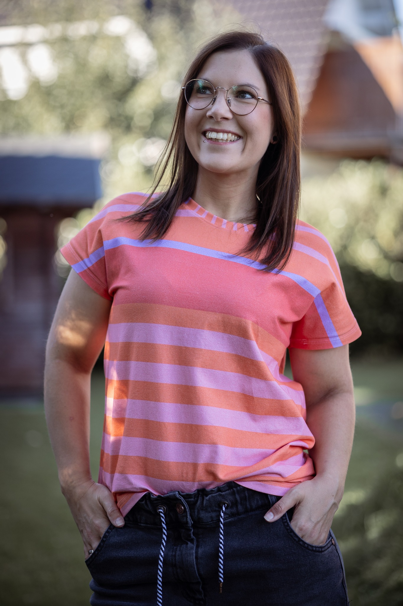 Bio Stoff  -  Stripes Horizontal Papaya