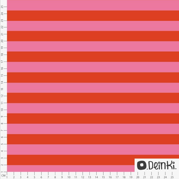 Bio Stoff - Duenne Streifen Pink Rot von Deinki in rosa