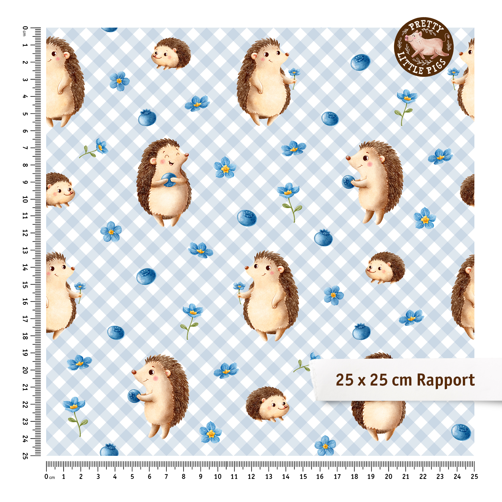 Bio Stoff - Igel Beerenliebe Vichy Karo blau