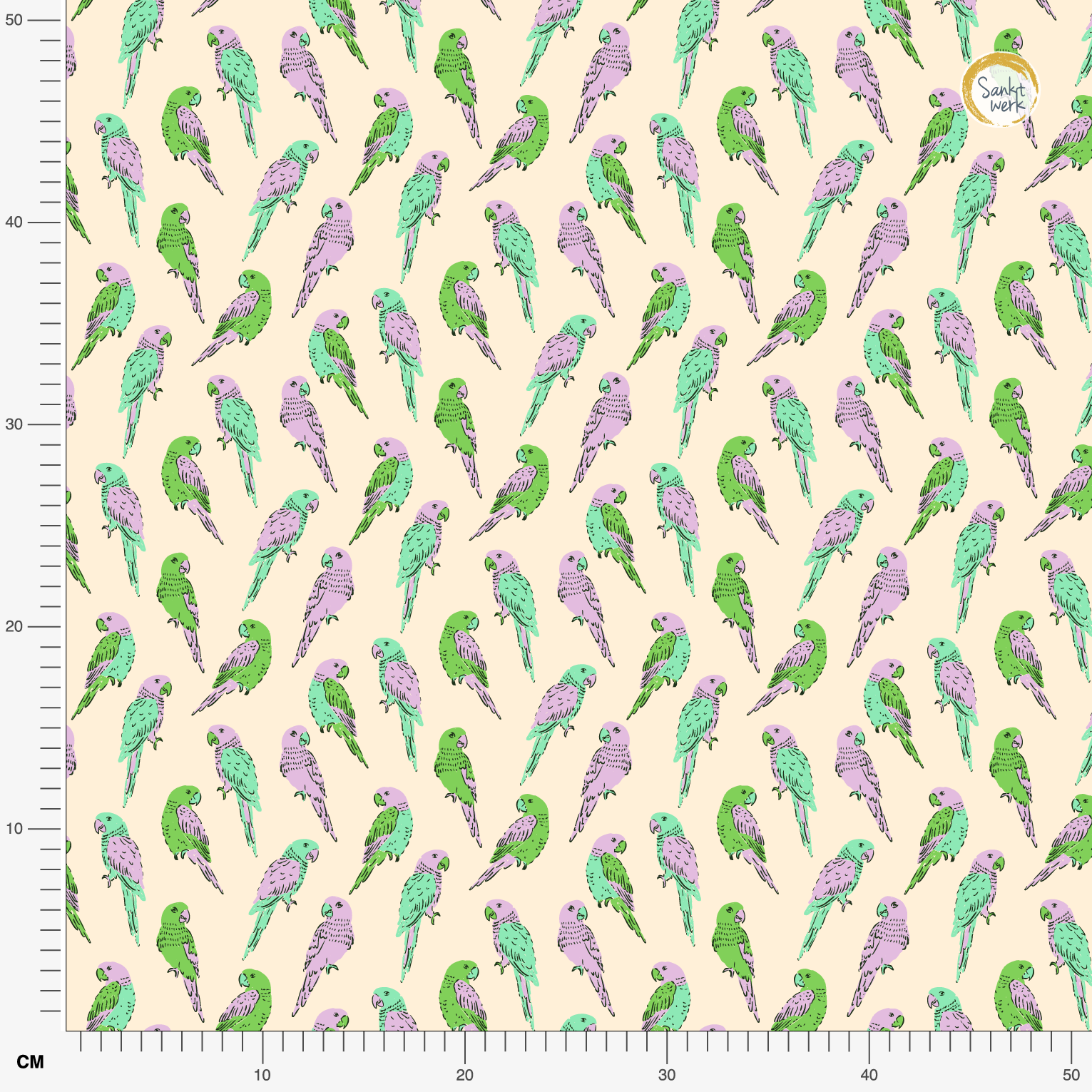 Organic fabric  -  Parrot Parade