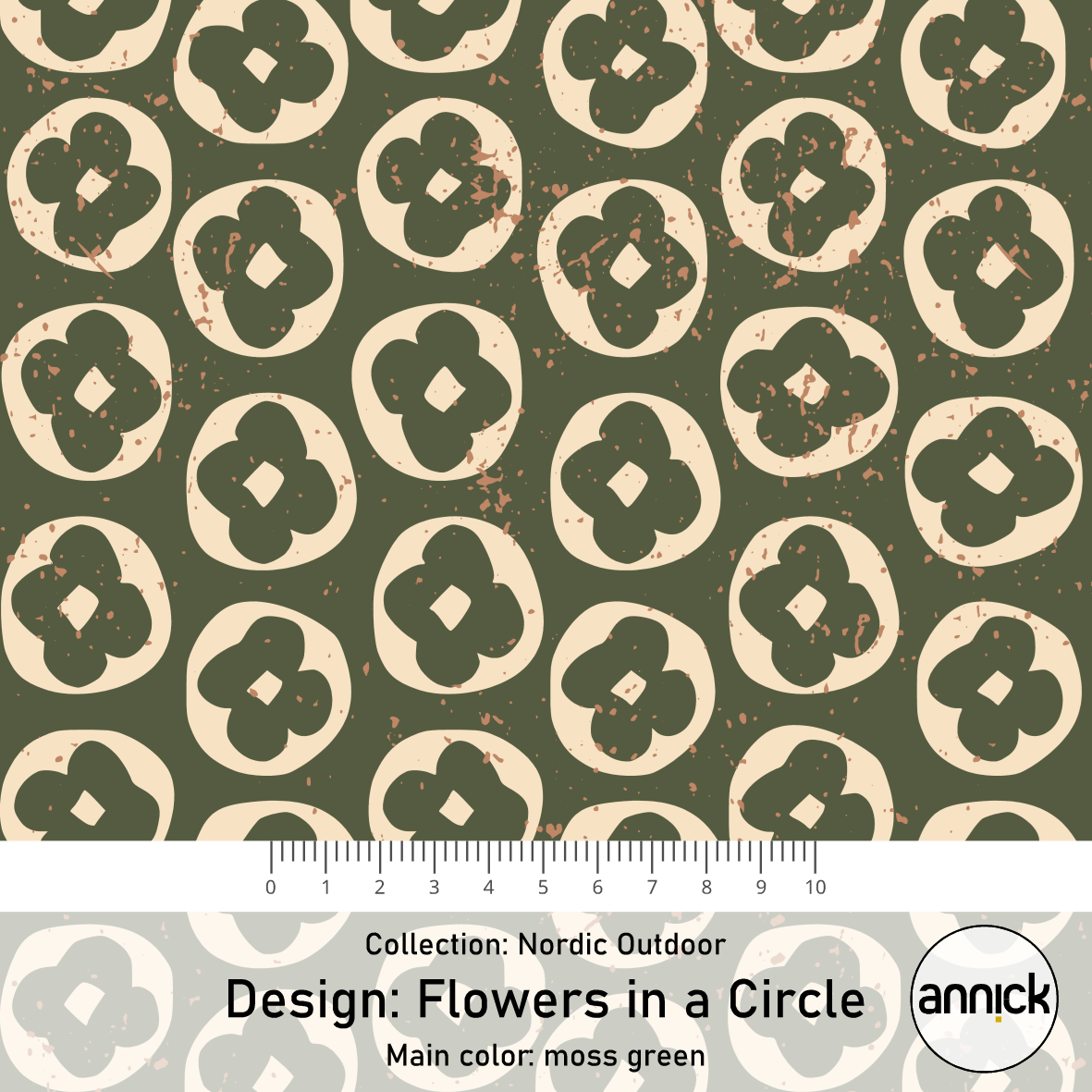 Bio Summersweat Stoff - Nordic Flowers in a Circle Green - Annick, Floral & Blumen, grün, Breite 150 cm Bio Summersweat Stoff - Nordic Flowers in a Circle Green - Annick, Floral & Blumen, grün, Breite 150 cm