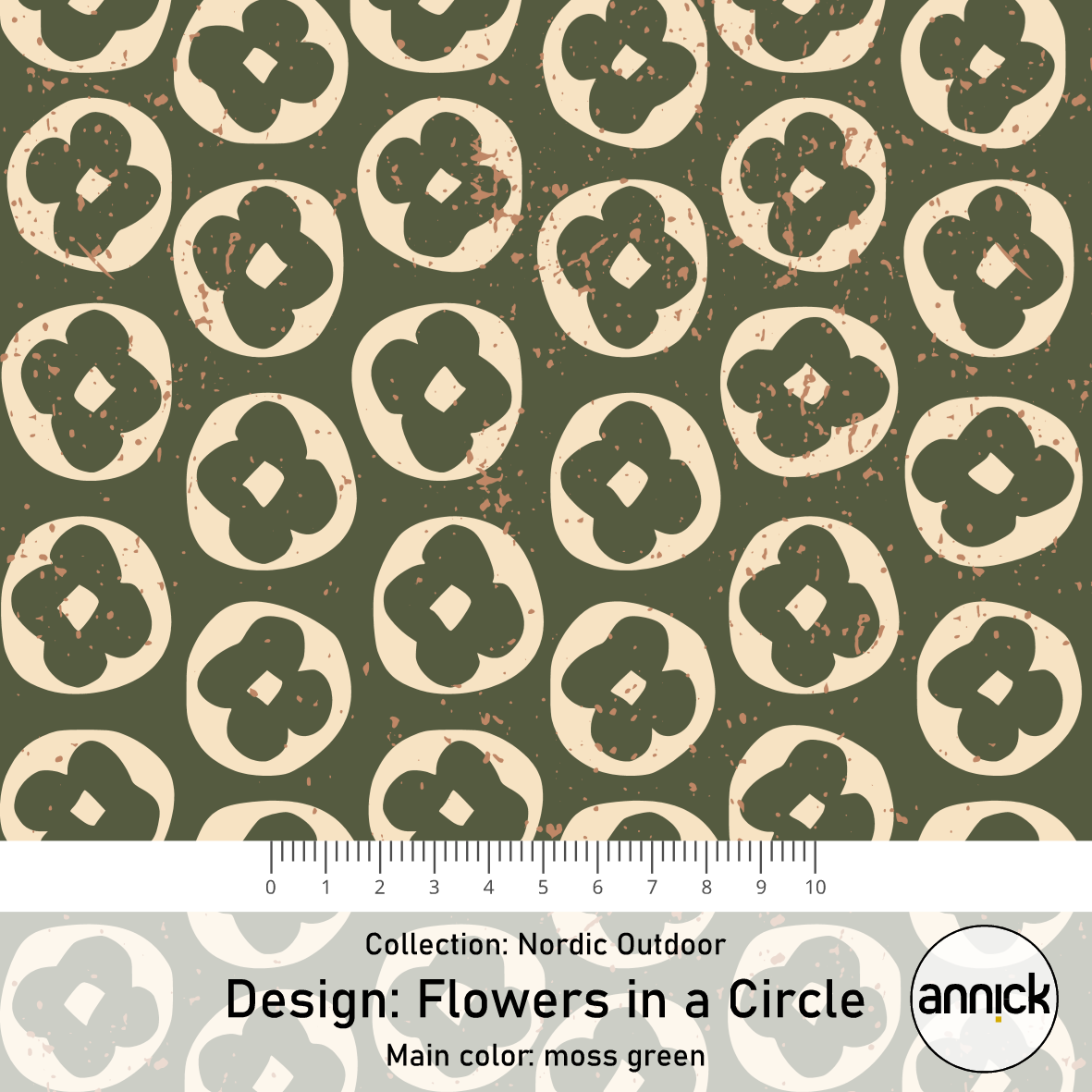 Nordic Flowers in a Circle Green