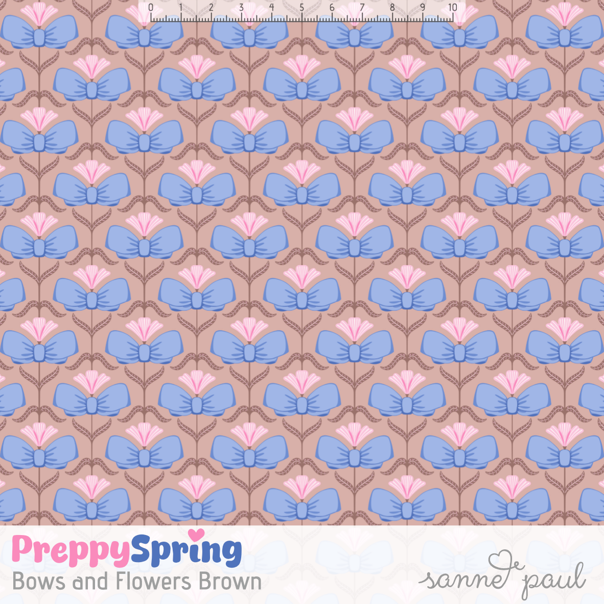 Bio Stoff  - Preppy Spring Bows and Flowers braun