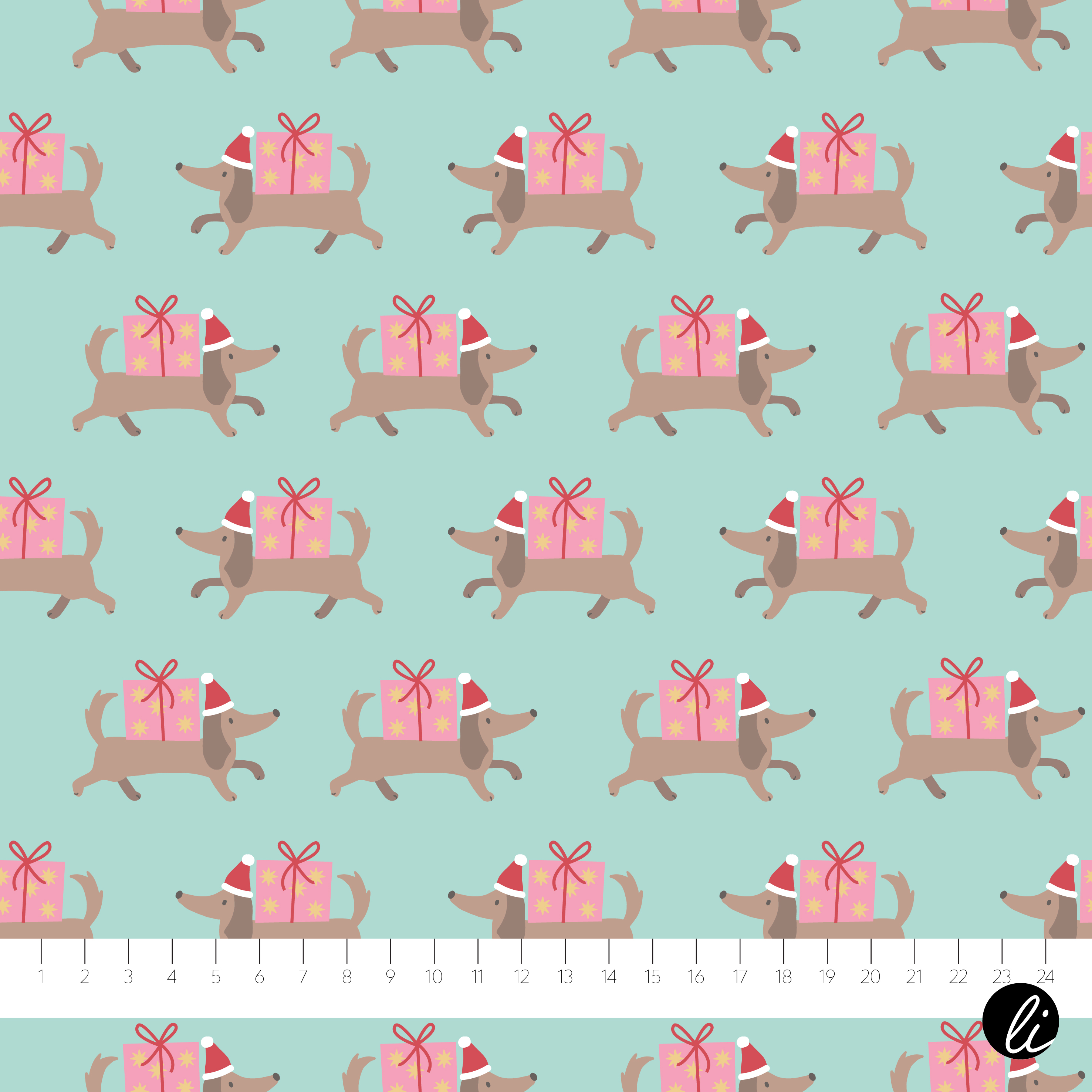 Bio Webware Stoff - Jolly Dogs Weihnachtsdackel Türkis - AndreaLiesert, Tiere, Weihnachten, türkis, 100% Bio-Baumwolle Bio Webware Stoff - Jolly Dogs Weihnachtsdackel Türkis - AndreaLiesert, Tiere, Weihnachten, türkis, 100% Bio-Baumwolle
