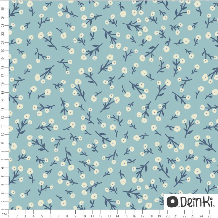 Bio Canvas Stoff - Süße Kleine Blümchen - Deinki, blau, Floral & Blumen, 100% Bio-Baumwolle Bio Canvas Stoff - Süße Kleine Blümchen - Deinki, blau, Floral & Blumen, 100% Bio-Baumwolle
