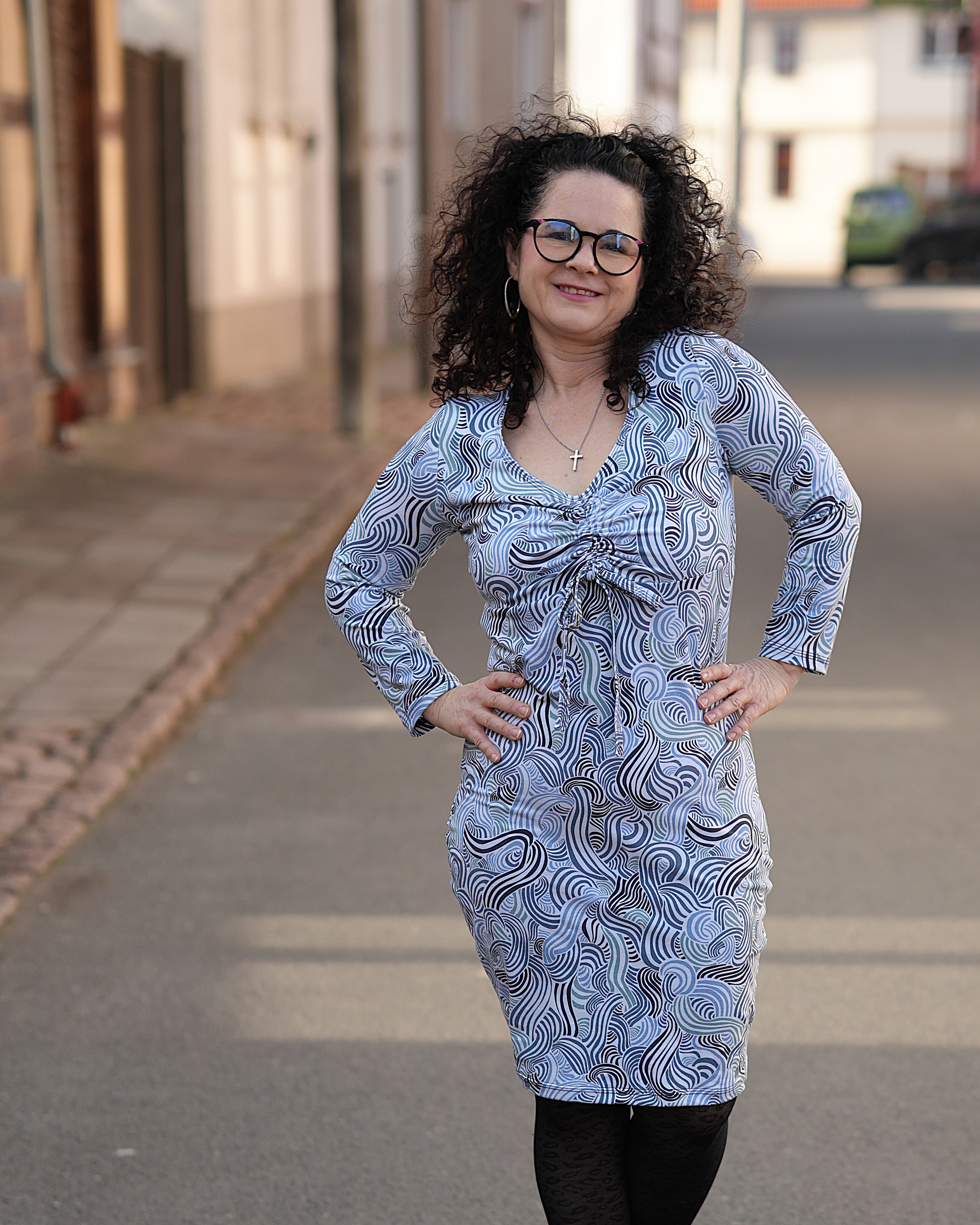 Organic fabric - Zebra Frisky Stripes denim blue