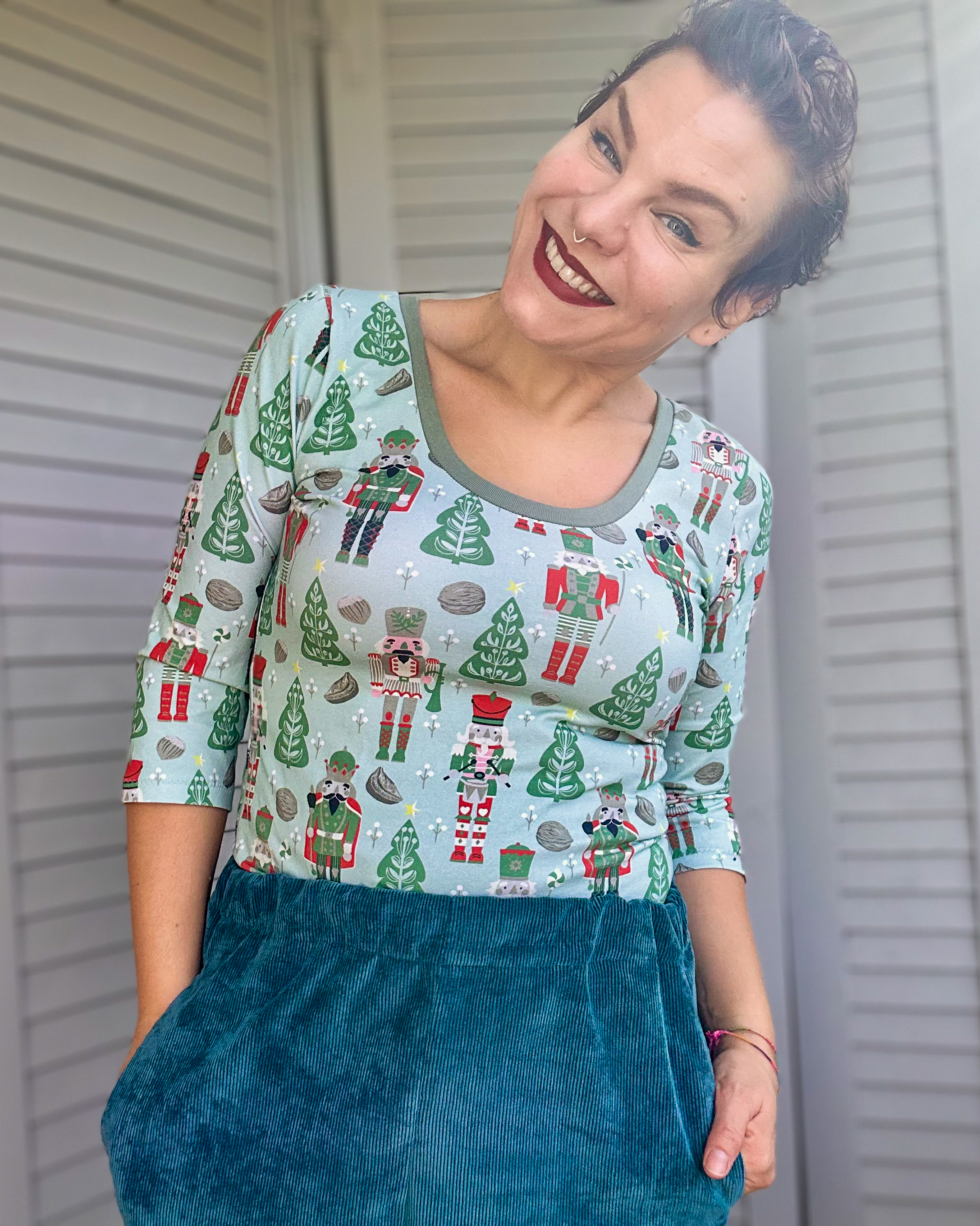 Bio Stoff  - Traditional Christmas Nutcracker icy mint - Annick