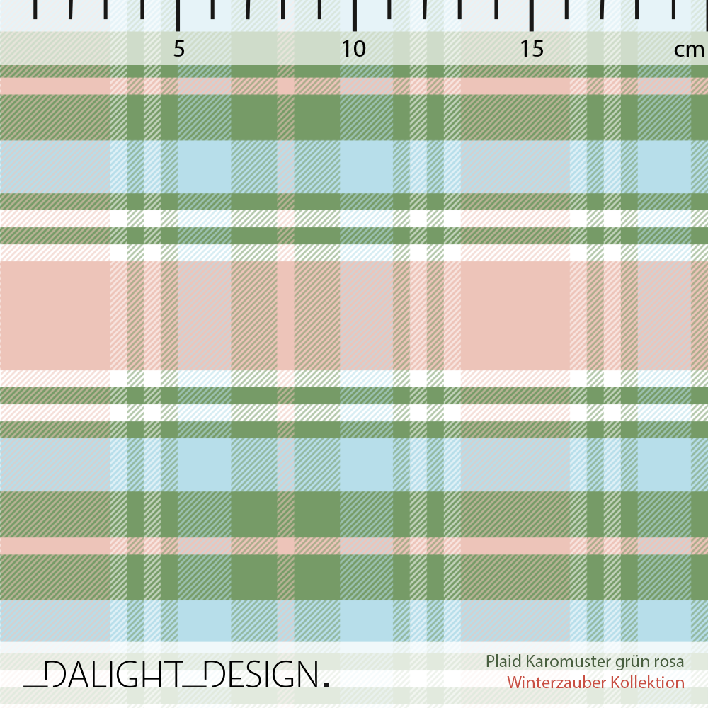 Bio Stoff - Plaid Karomuster grün, rosa