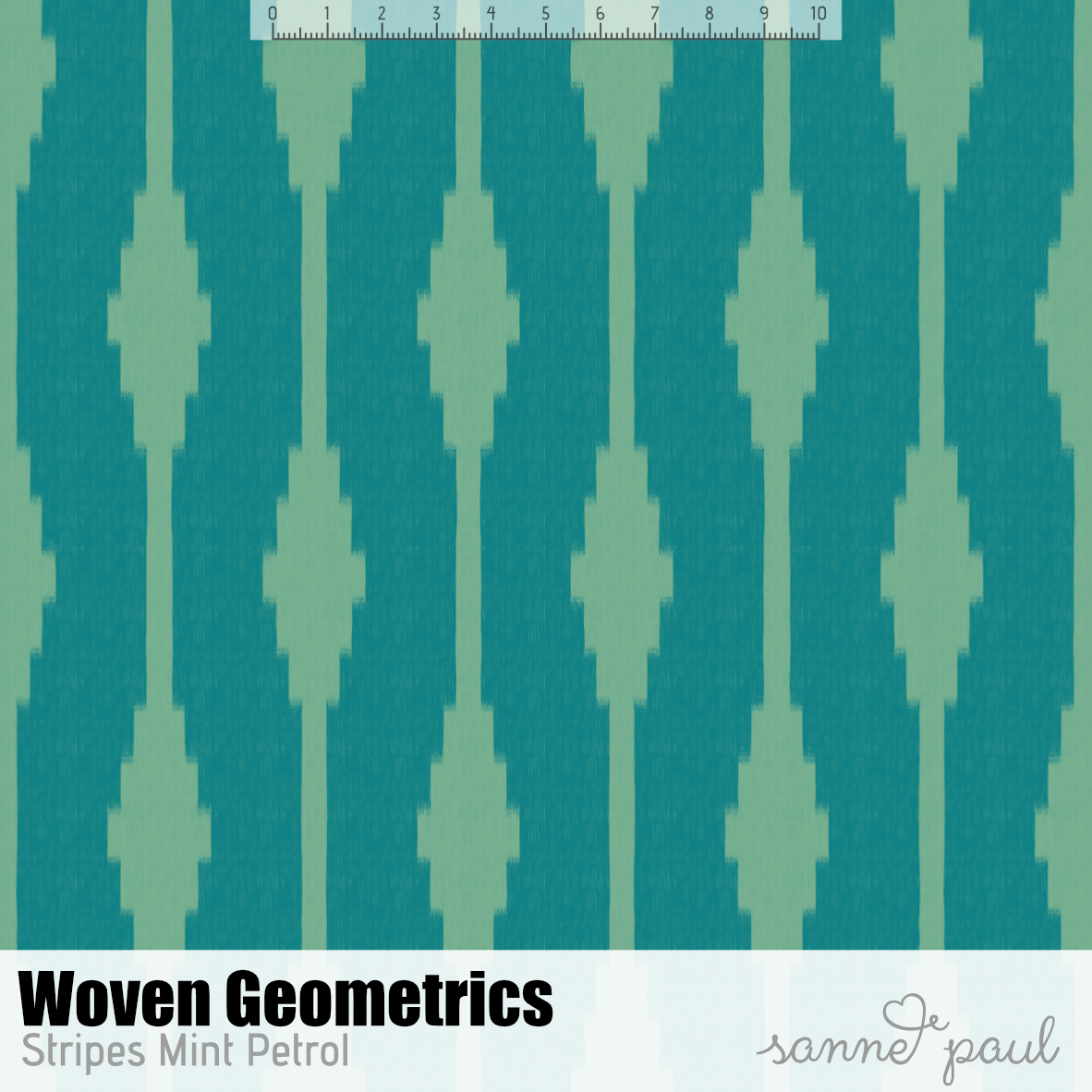 Bio Stoff - Woven Geometrics Stripes mint, petrol