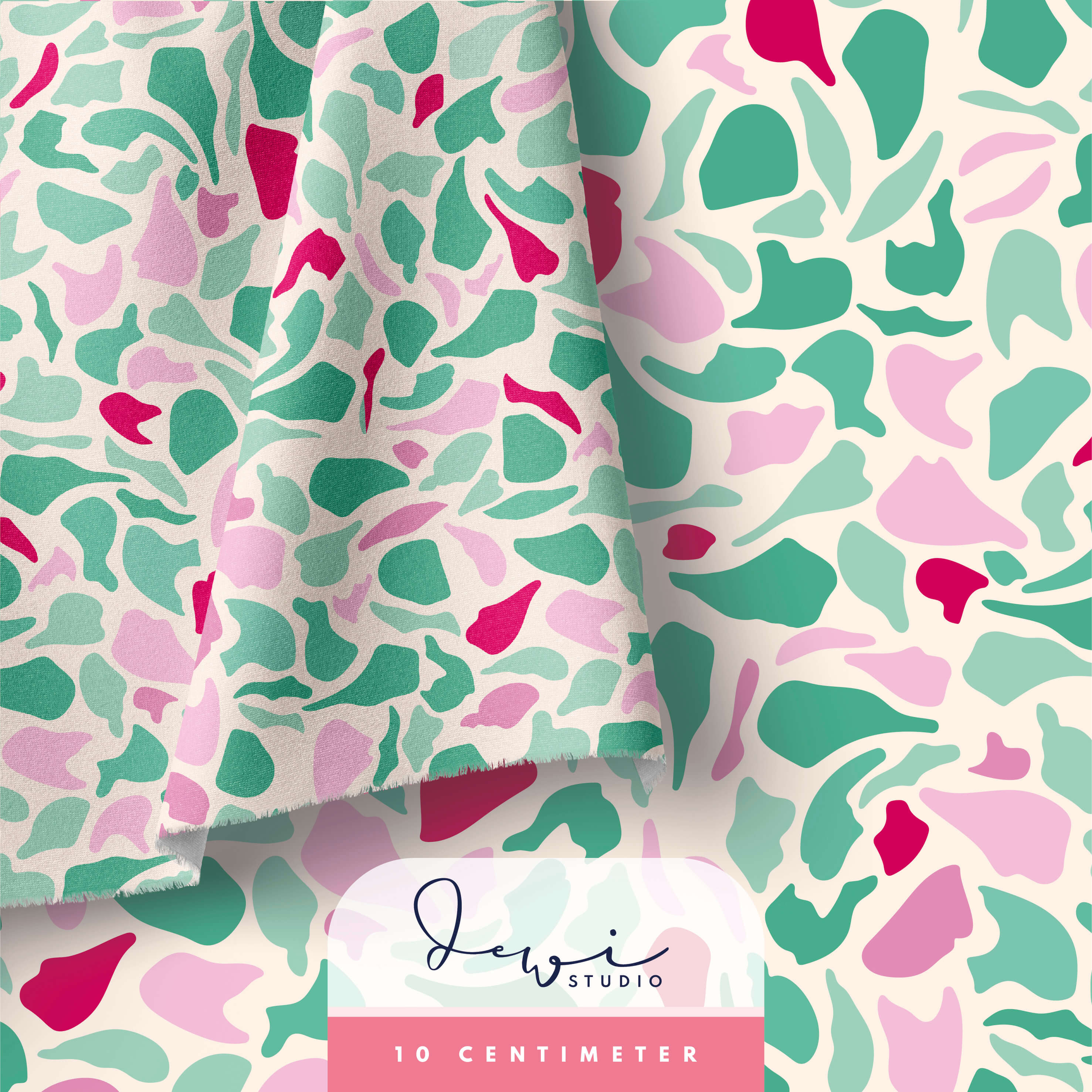 Bio Stoff - Sommerglueck Schnipsel Gruen Offwhite von Dewi Studio in mint