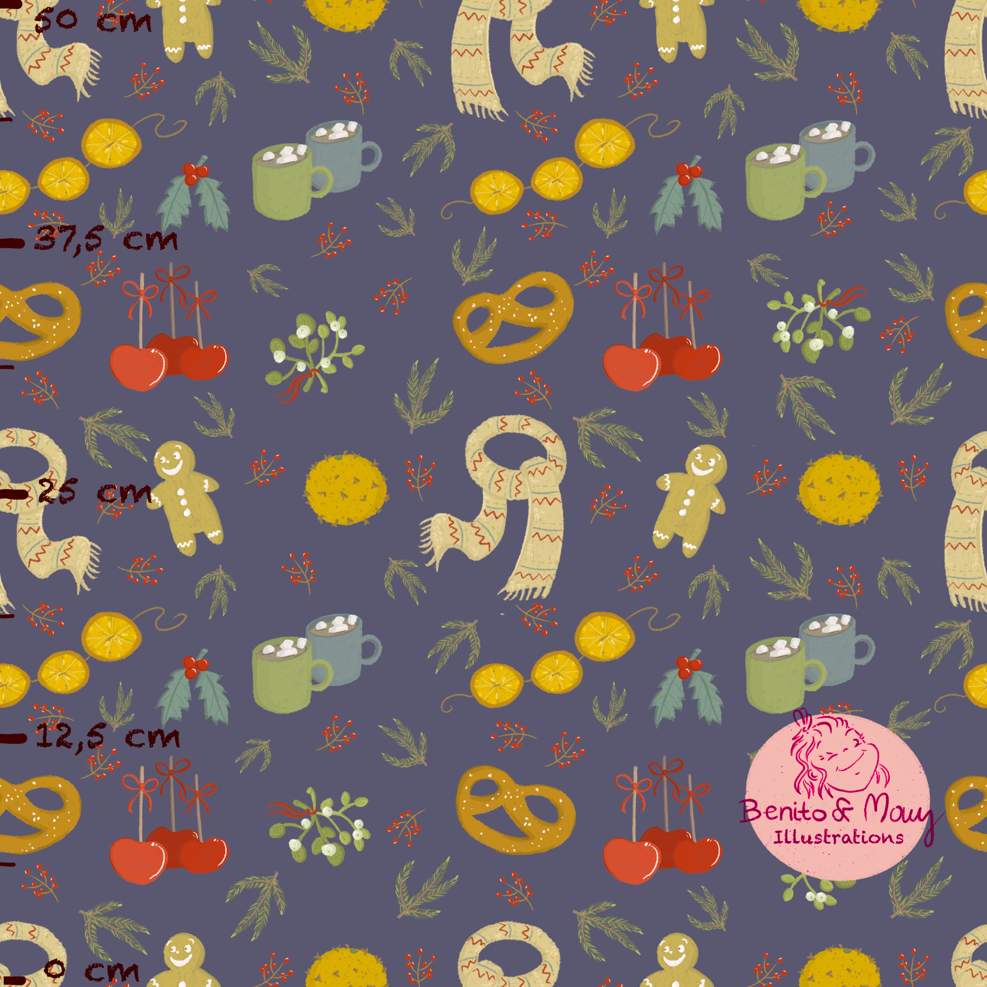 Bio Stoff - Adventfreude Dunkelblau Gross von Benito Und Maus Illustrations in blau